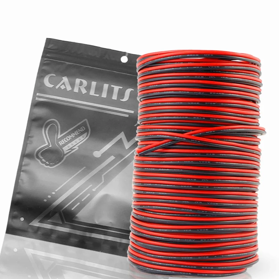 Câble D'extension 20 AWG 20m 2x0,5mm² Cuivre Etamé pour Bandes LED Couleur Unique 3528 5050 2835