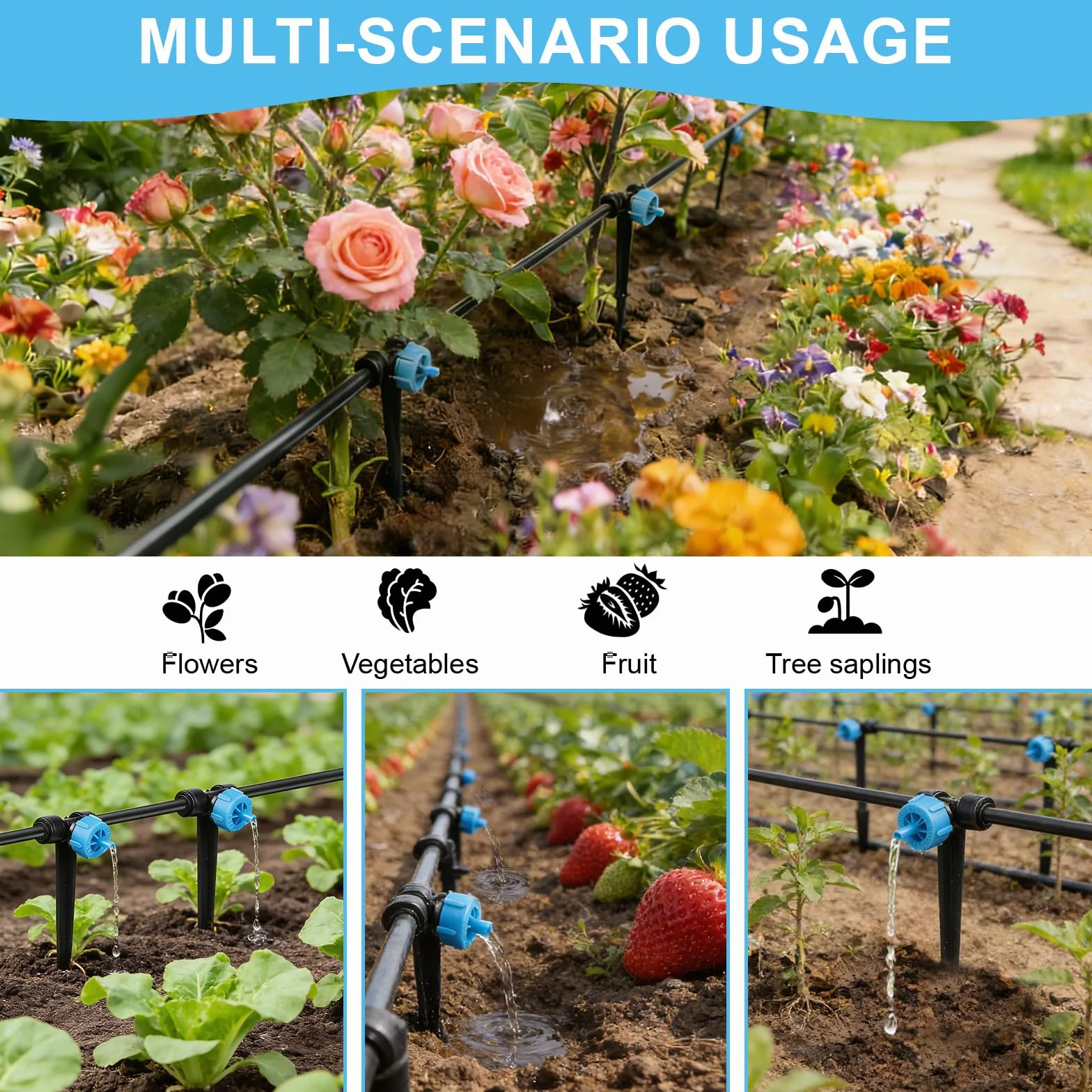 Kit Arrosage Automatique avec Tuyau 20 m, Système Irrigation Goutte à Goutte 60 PCS Jardin