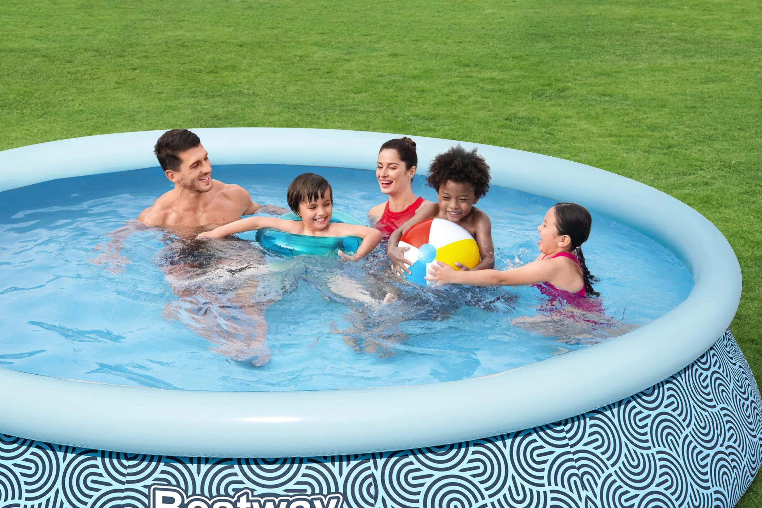 Bestway Kit Piscine Gonflable Ronde Fast Set 396 cm x 396 cm x 84 cm Gris