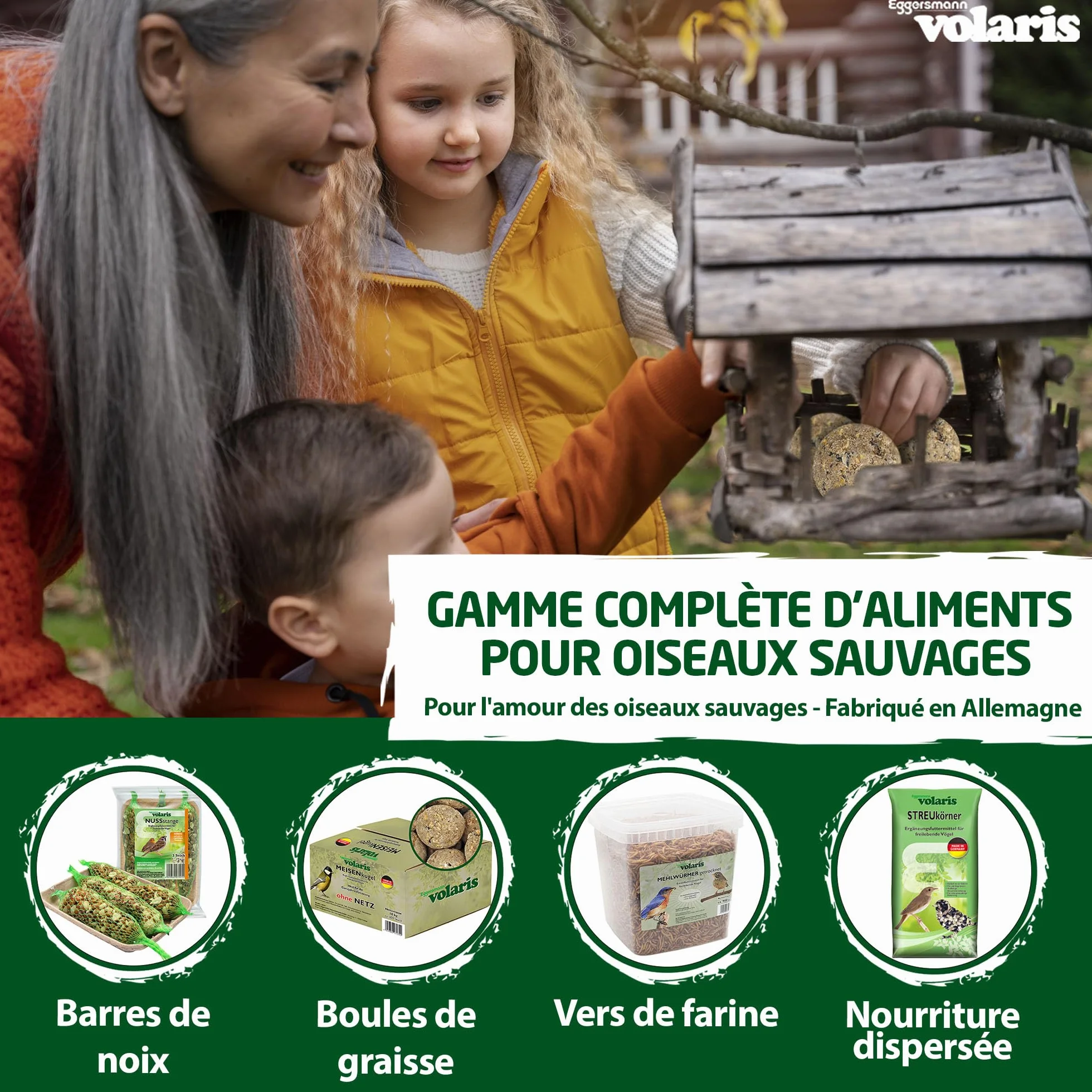 Eggersmann Volaris Boules de Graisse sans Filet 9 kg Lot de 100 pour Oiseaux Sauvages