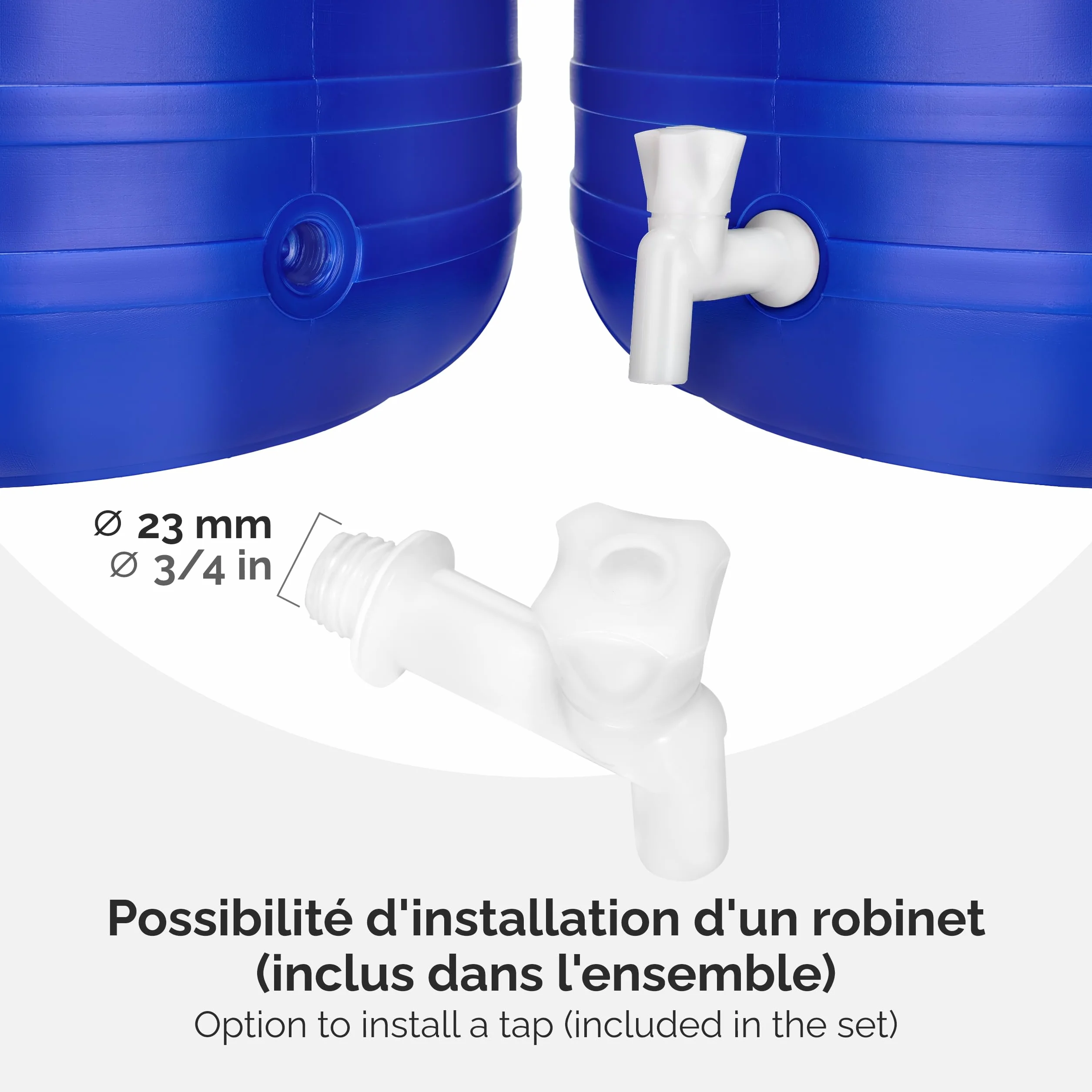 Réservoir Eau 60 litres sans BPA avec Robinet et Couvercle Bleu
