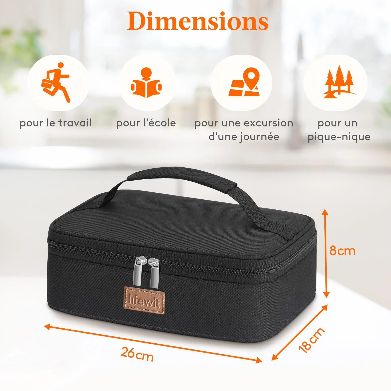Lifewit Sac Isotherme Repas Thermique Lunch Box 4L Noir