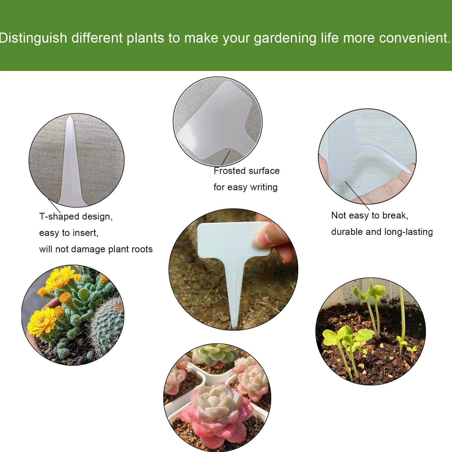 Set 200 étiquettes pour plantes jardin extérieur 10x6cm blanc noir marqueur inclus