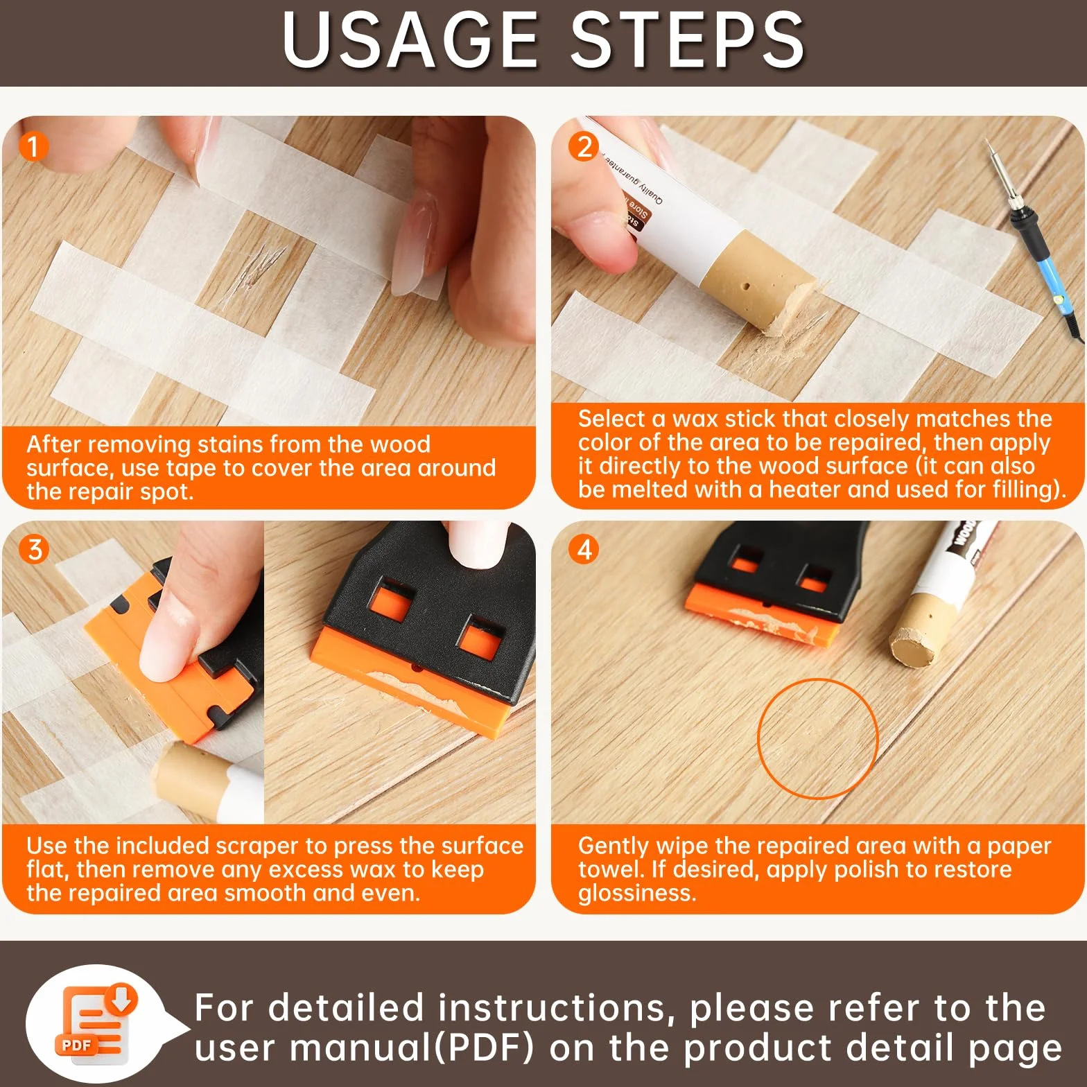Pate a Bois 12 Couleurs Brun, Pate a Bois Rebouchage, Kit Reparation Parquet, Mastic Bois, Kit Reparation Carrelage, Parquet Stratifié, pour Trous, Rayures et Fissures sur Stratifié
