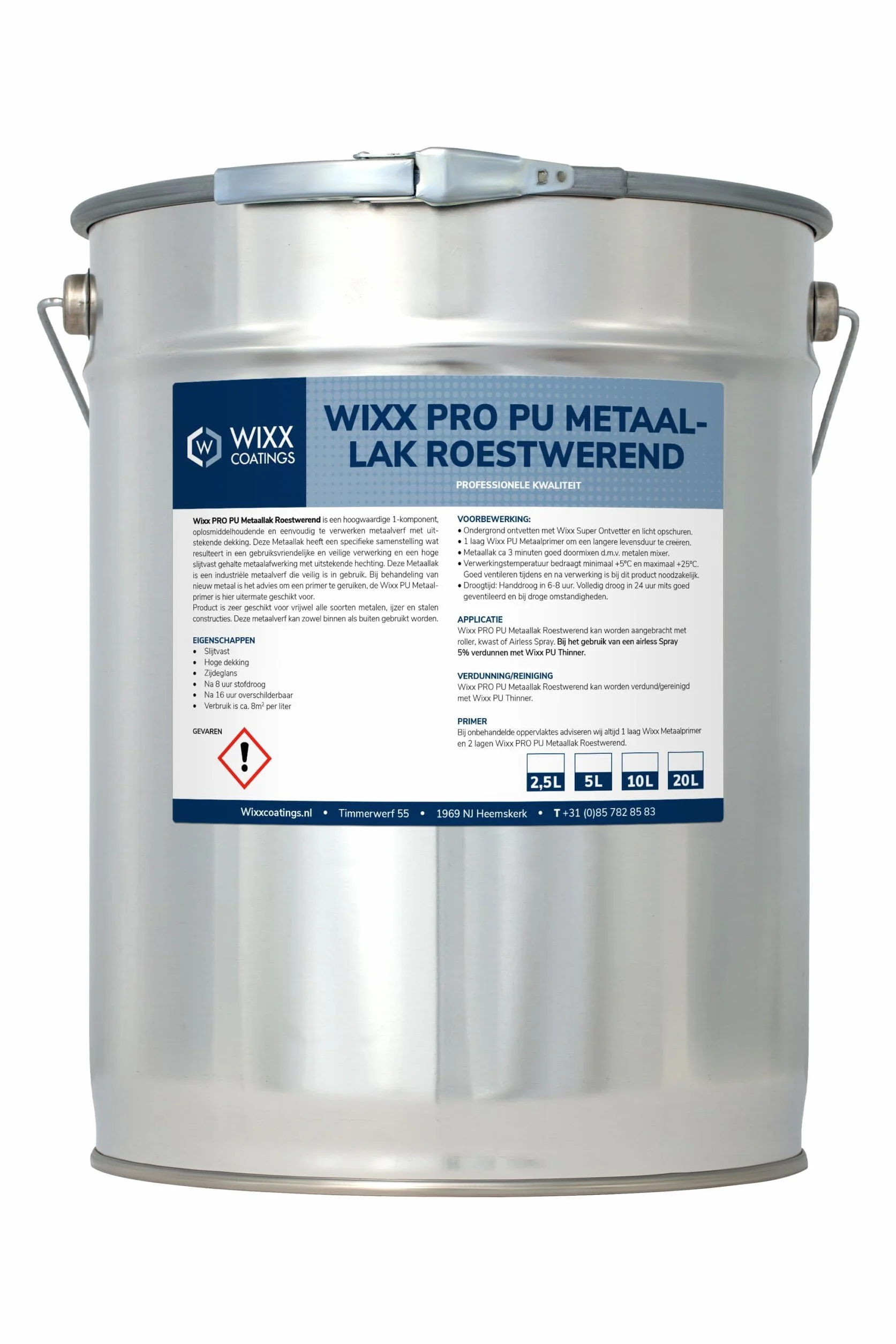 Wixx PRO PU Peinture Métal Antirouille - RAL 1023 | Jaune signalisation - 10L