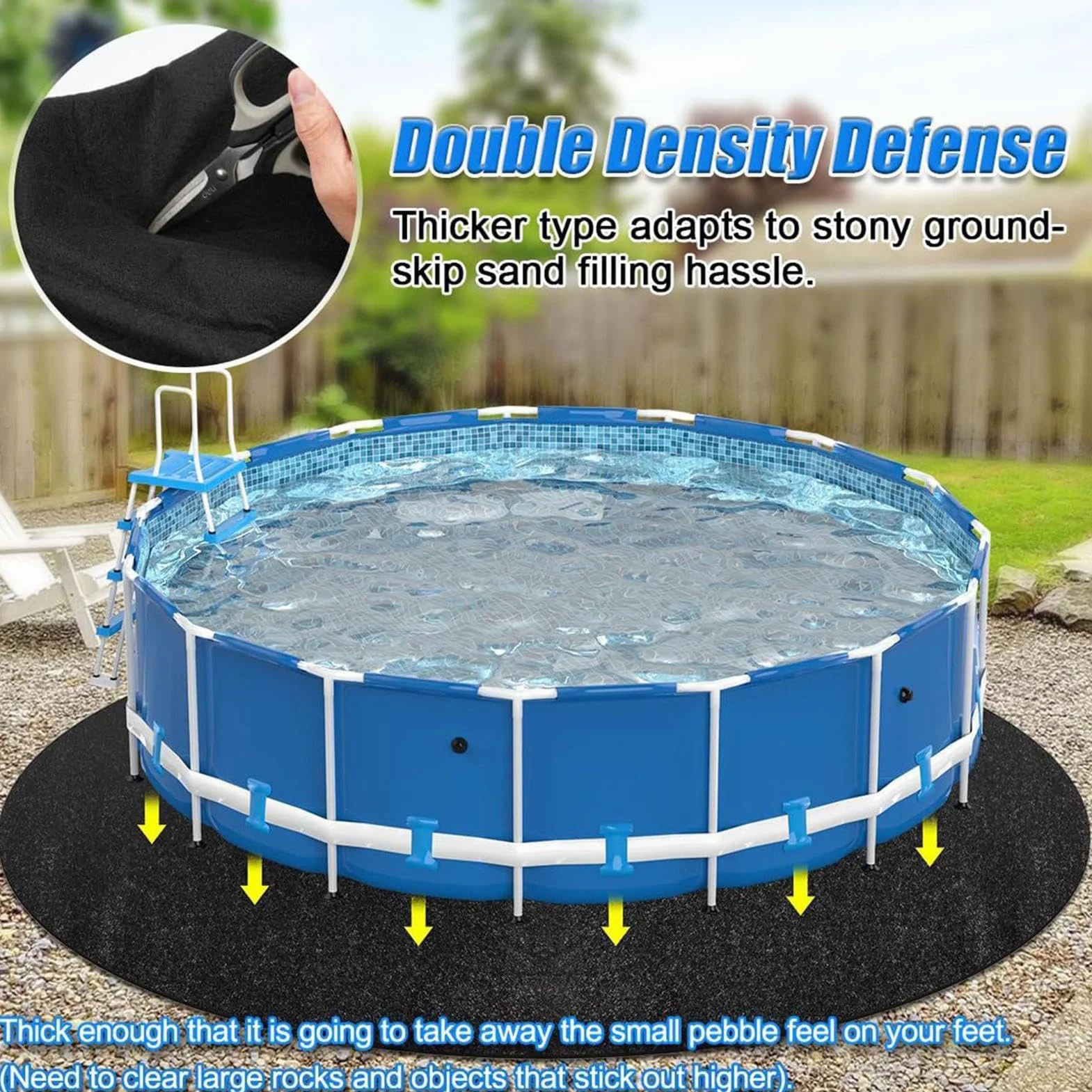 Tapis de piscine épais avec couche de protection haute performance prédécoupé