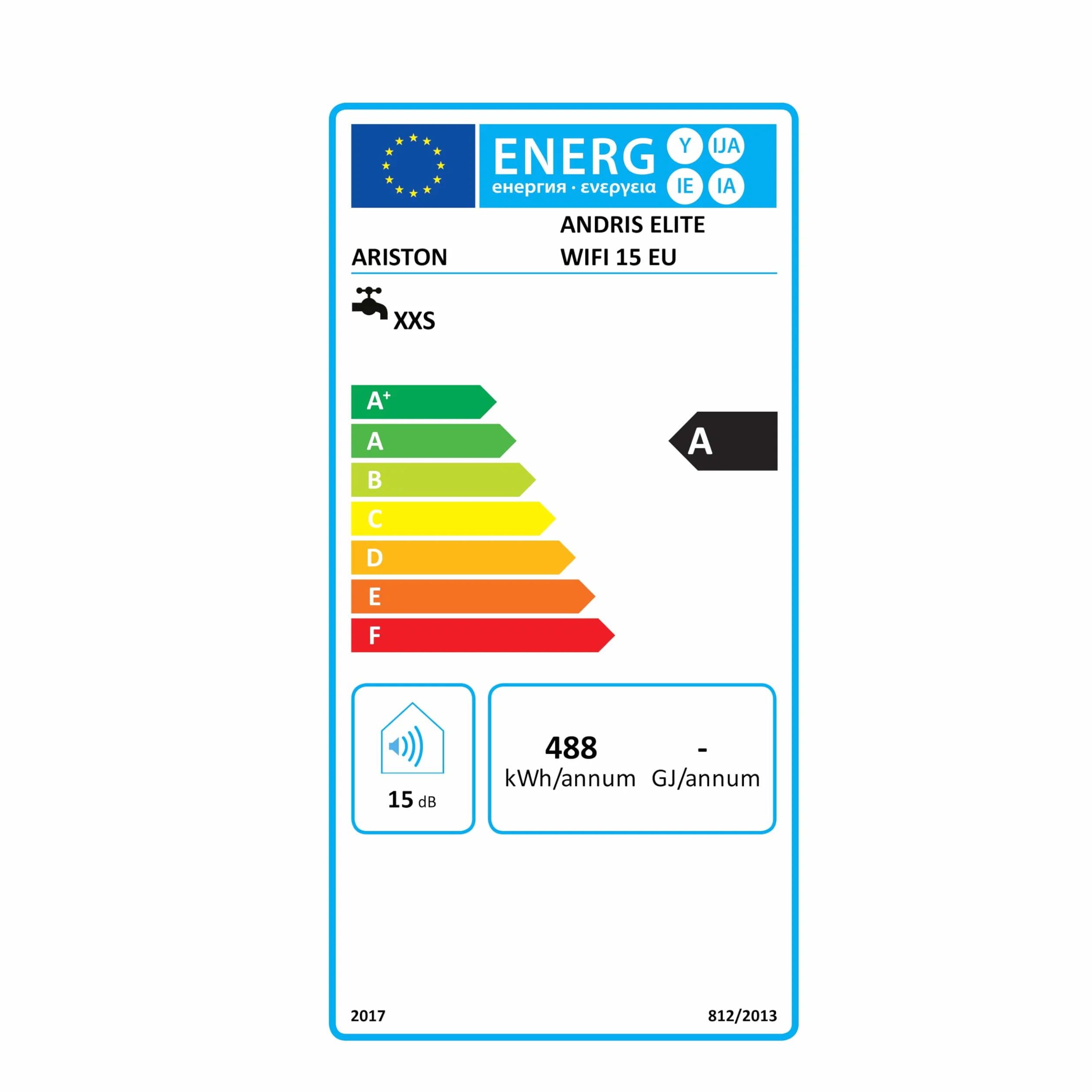 Ariston ANDRIS ELITE WIFI 15L Chauffe-eau électrique sur-évier 13% d’Economies d’Energie