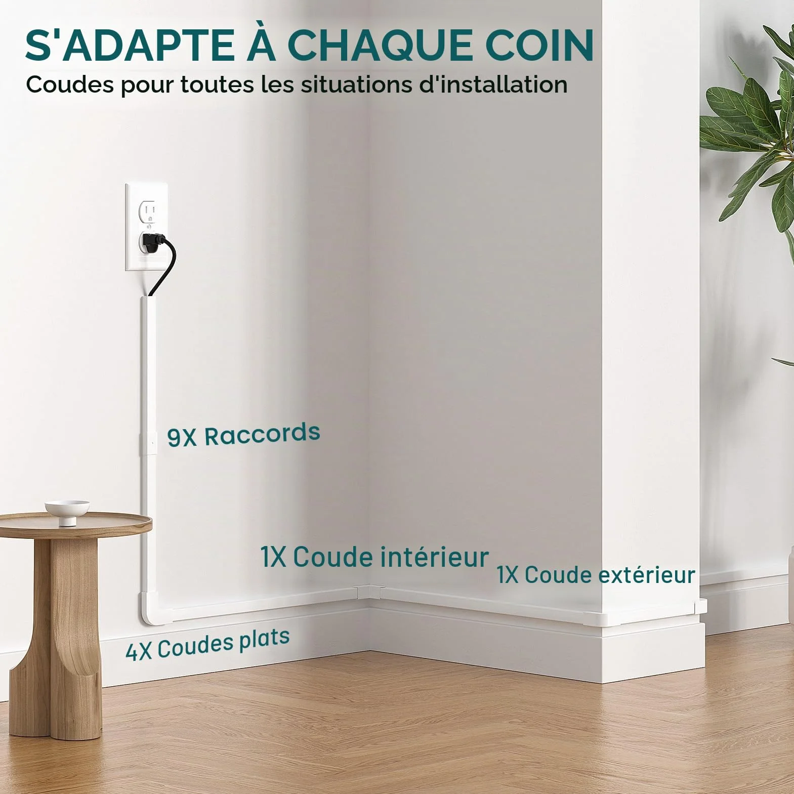 kinkaivy Goulotte Passe Câble, 4M Mini Goulotte électrique Autocollante, Pouvant être Peinte Goulotte pour Cacher Un Câble d'enceinte ou Un Câble TV–10x40CM(Longueurs), 15mm (Largeur), 10mm(Hauteur)