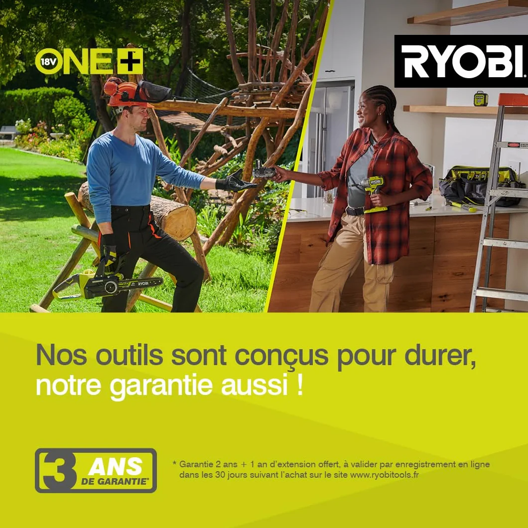 RYOBI Coupe-Bordures sans Fil 18V One+ OLT1832 Ø25-30 cm Hauteur Télescopique Mode Dresse-Bordure