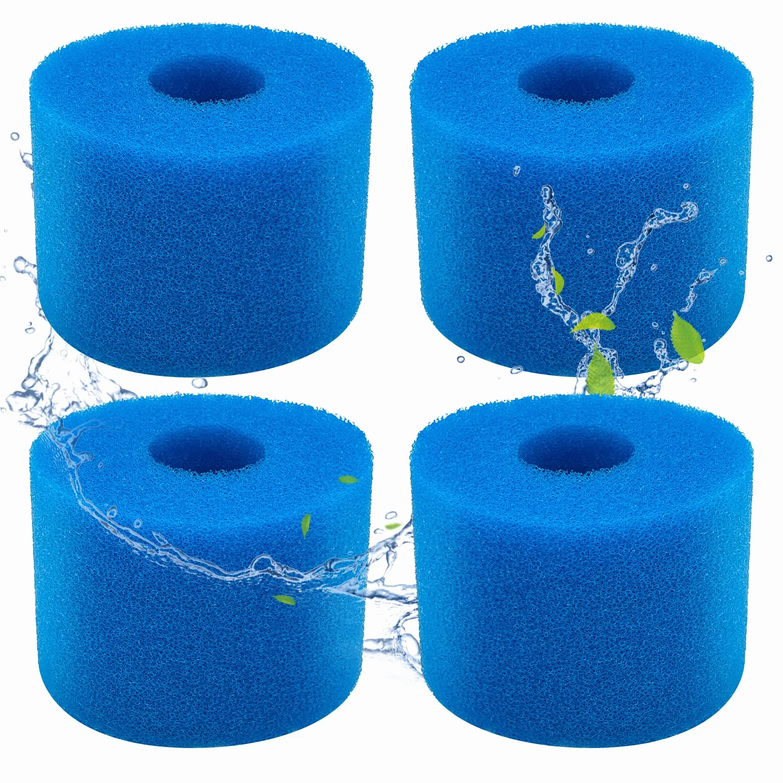 Filtres de Piscine en Mousse pour Intex Type S1 - Lot de 4 Réutilisables et Lavables