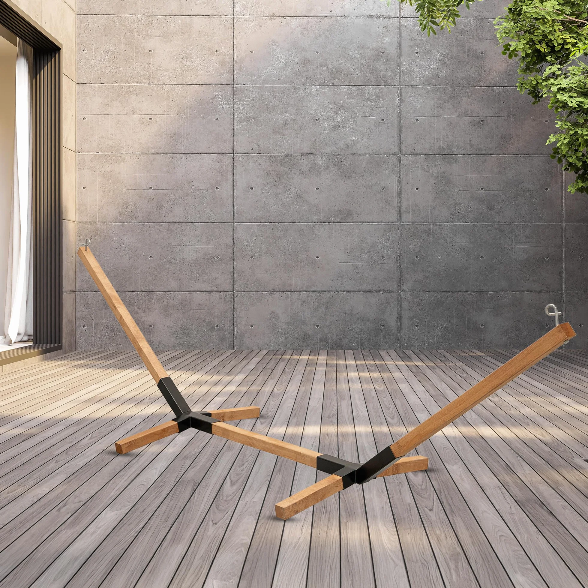 Hamac en bois MOE UHANE pour jardin, montage rapide sans outils, bois naturel, compact, écologique