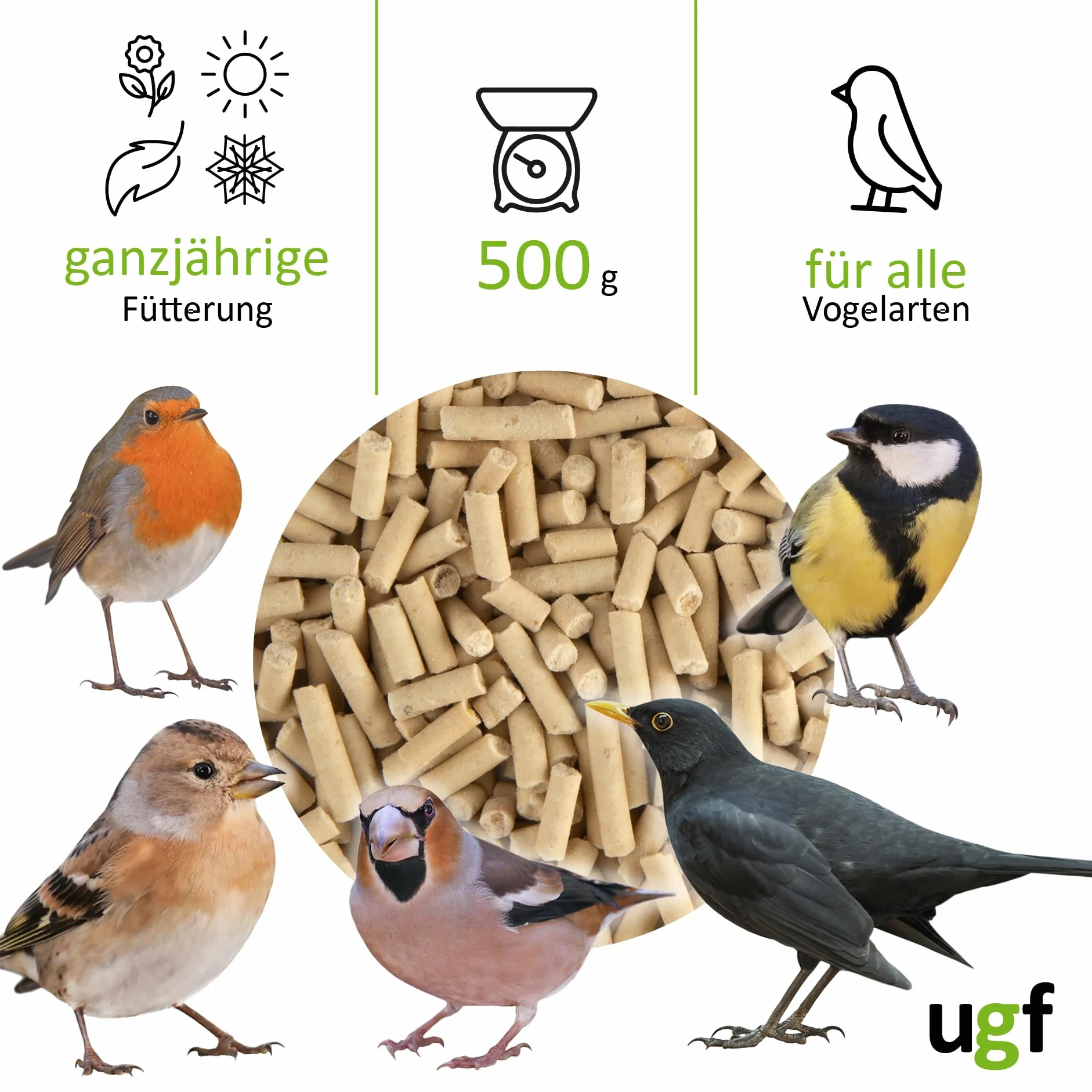 Granulés de suif pour oiseaux sauvages 500g avec vers de farine