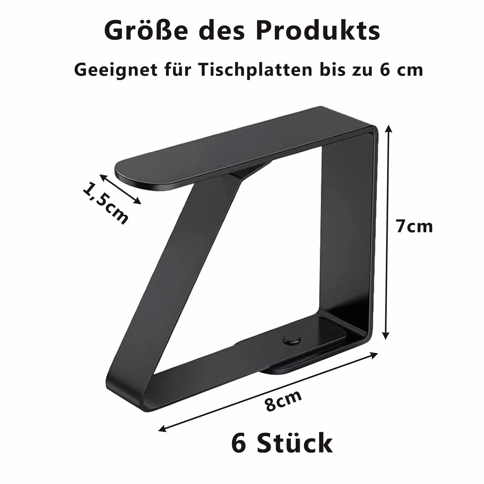 VIKY Grande pince de serviette 7 cm acier inoxydable 6 pièces noir