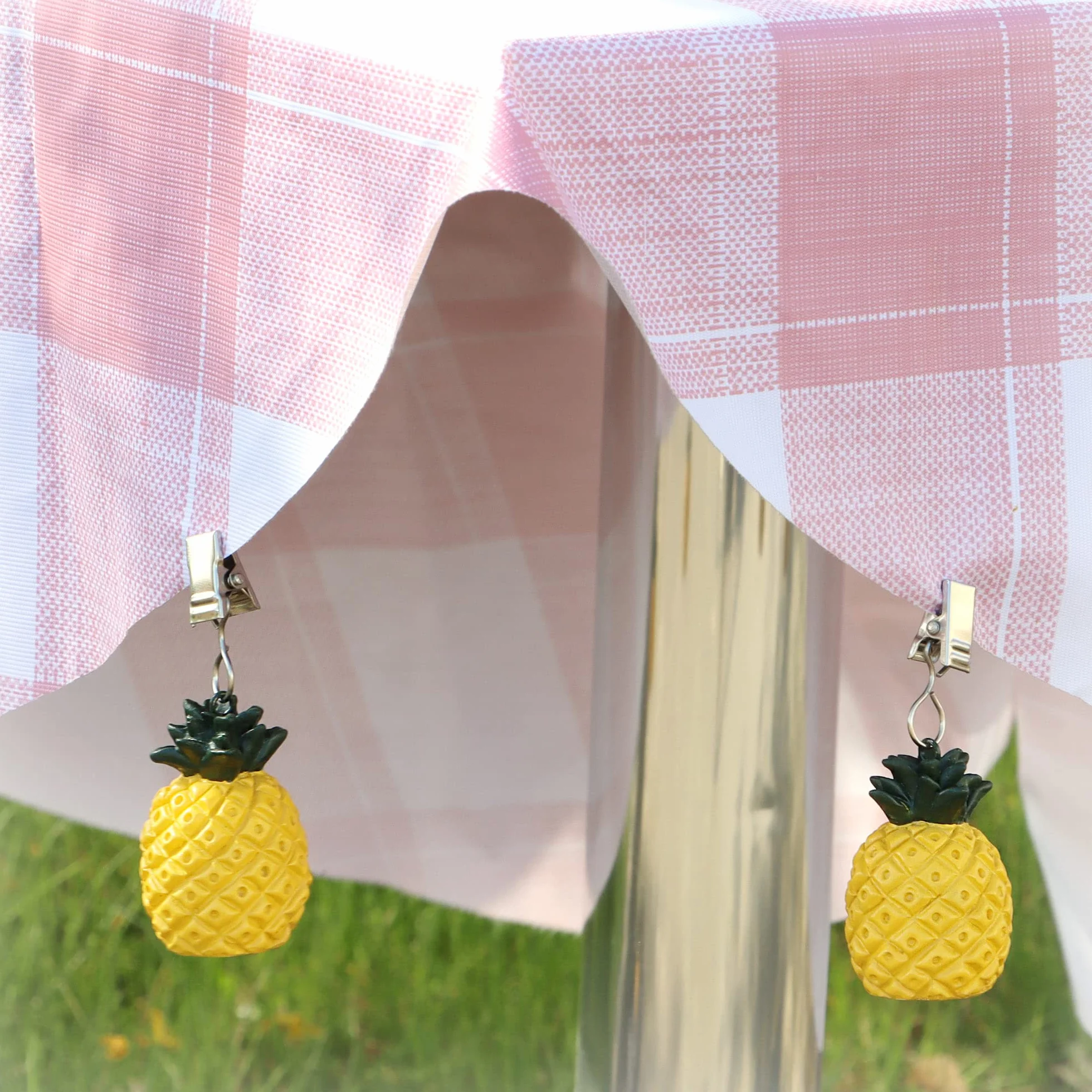 Poids de Nappe résistants aux intempéries avec Clip - Design Ananas 8 pcs Jaune