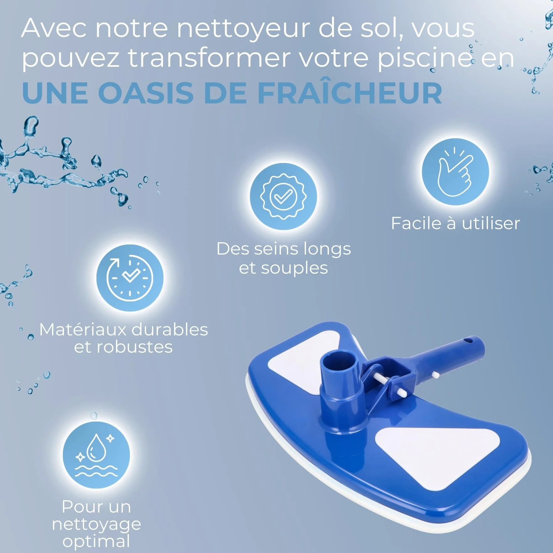 Aspirateur de sol de piscine Deluxe avec brosse pour perches télescopiques