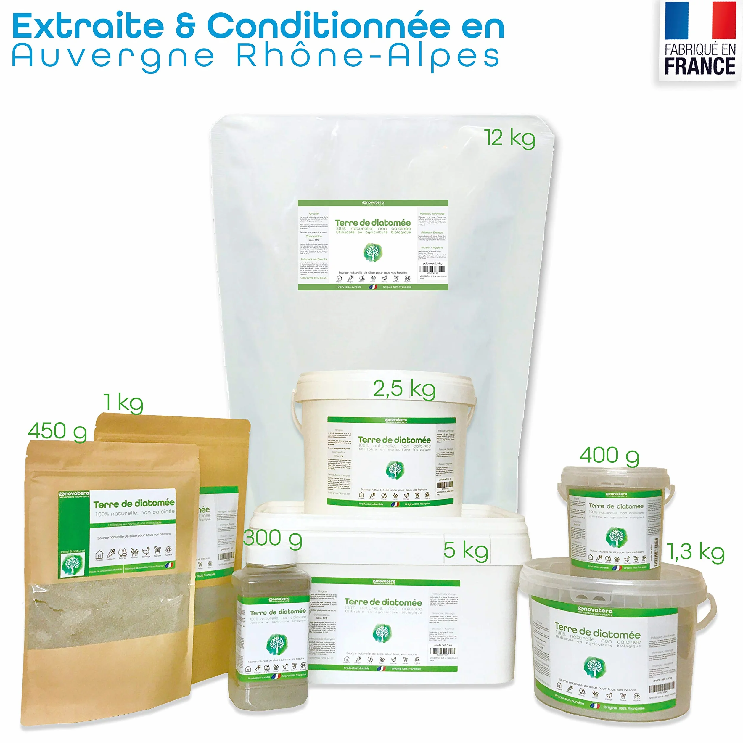 NOVATERA Terre de Diatomée 100% Naturelle Française Ultrapure Non Calcinée Ecocert 2,5kg