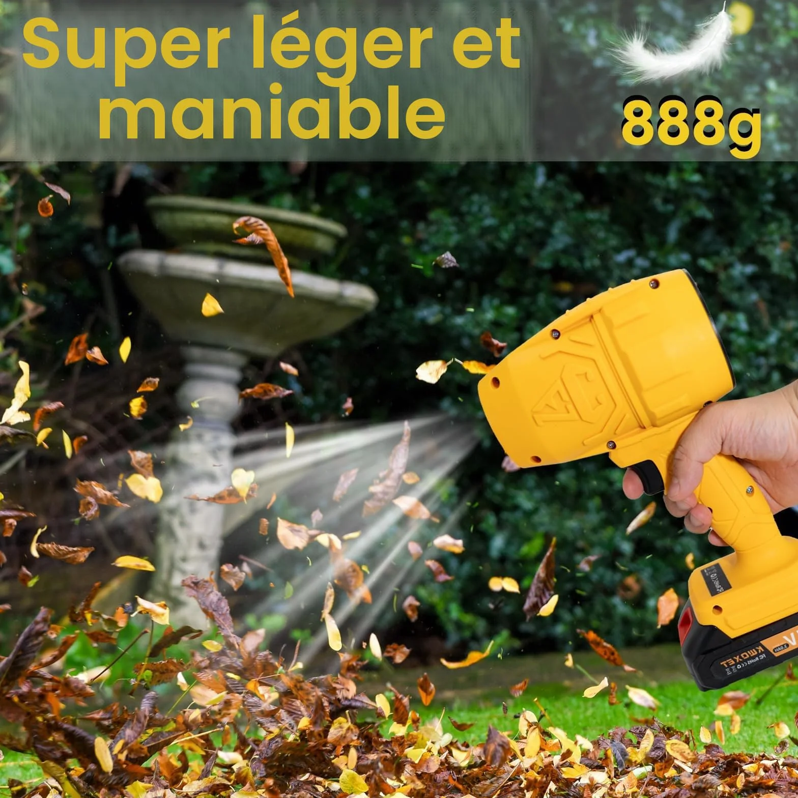 Mini Souffleur à Feuilles sans Fil Turbo 576km/h 2x21V 3.0Ah Coque plastique robuste