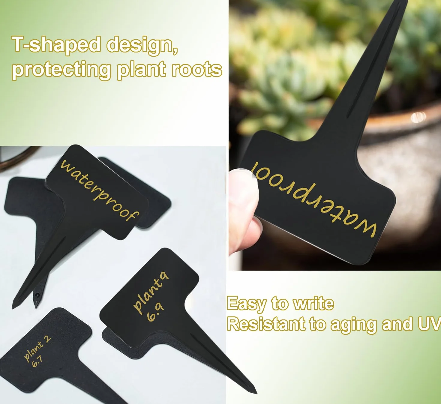 Set 200 étiquettes pour plantes jardin extérieur 10x6cm blanc noir marqueur inclus
