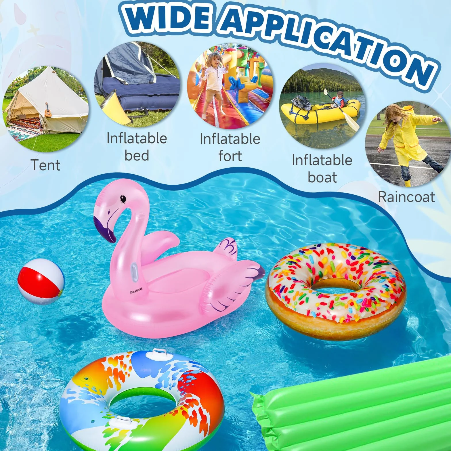 Kit Réparation Piscine Ruban Adhésif Etanche Patch Liner Auto-Adhésif 10x150cm