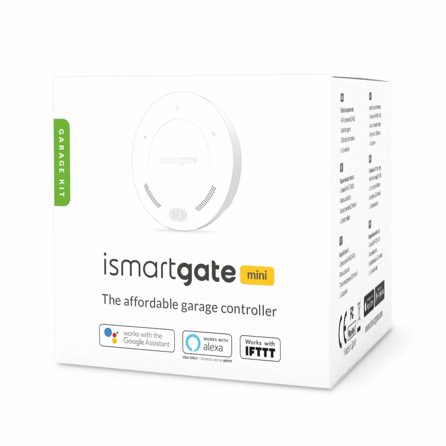 Ouvre-Porte de Garage ismartgate Mini Smart Wi-FI Compatible avec Amazon Alexa, Google Home, Samsung SmartThings et iFTTT.