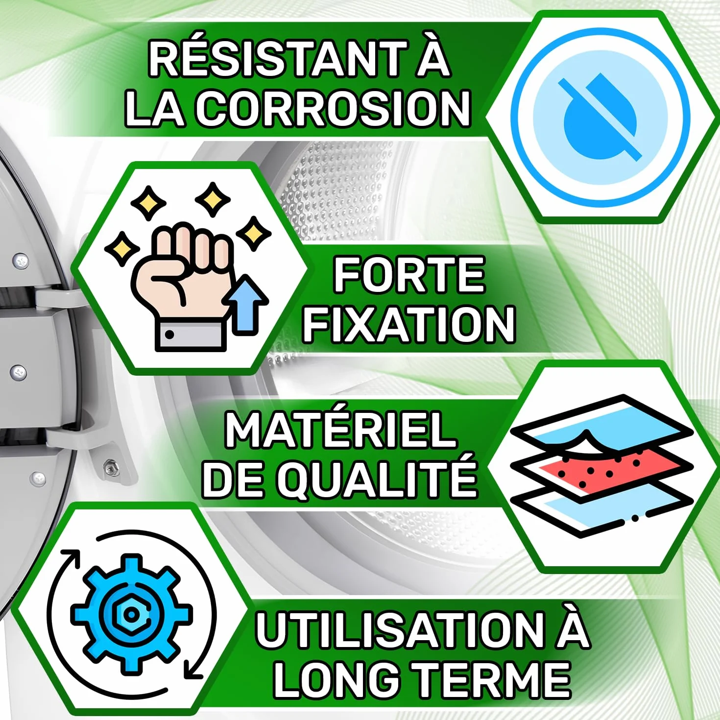 Charnière de Porte de Machine a Laver avec Code Original 620835 00620835 655117 605319 608936 pour Bosch pour Siemens pour Balay pour Constructa pour Neff - Garantie de 5 Ans - ONIX TECH