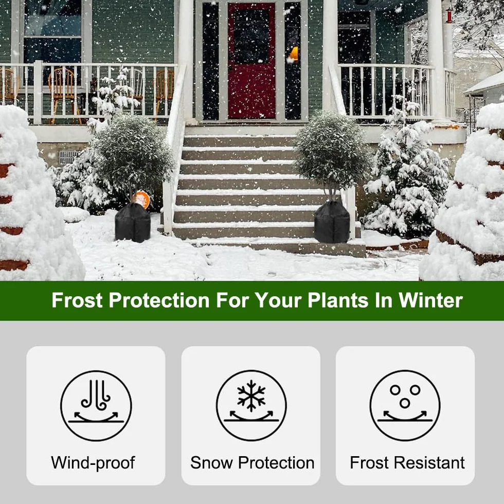 Housse de Protection pour Plantes en Pot d'Hiver 65x70cm avec Cordon de Serrage