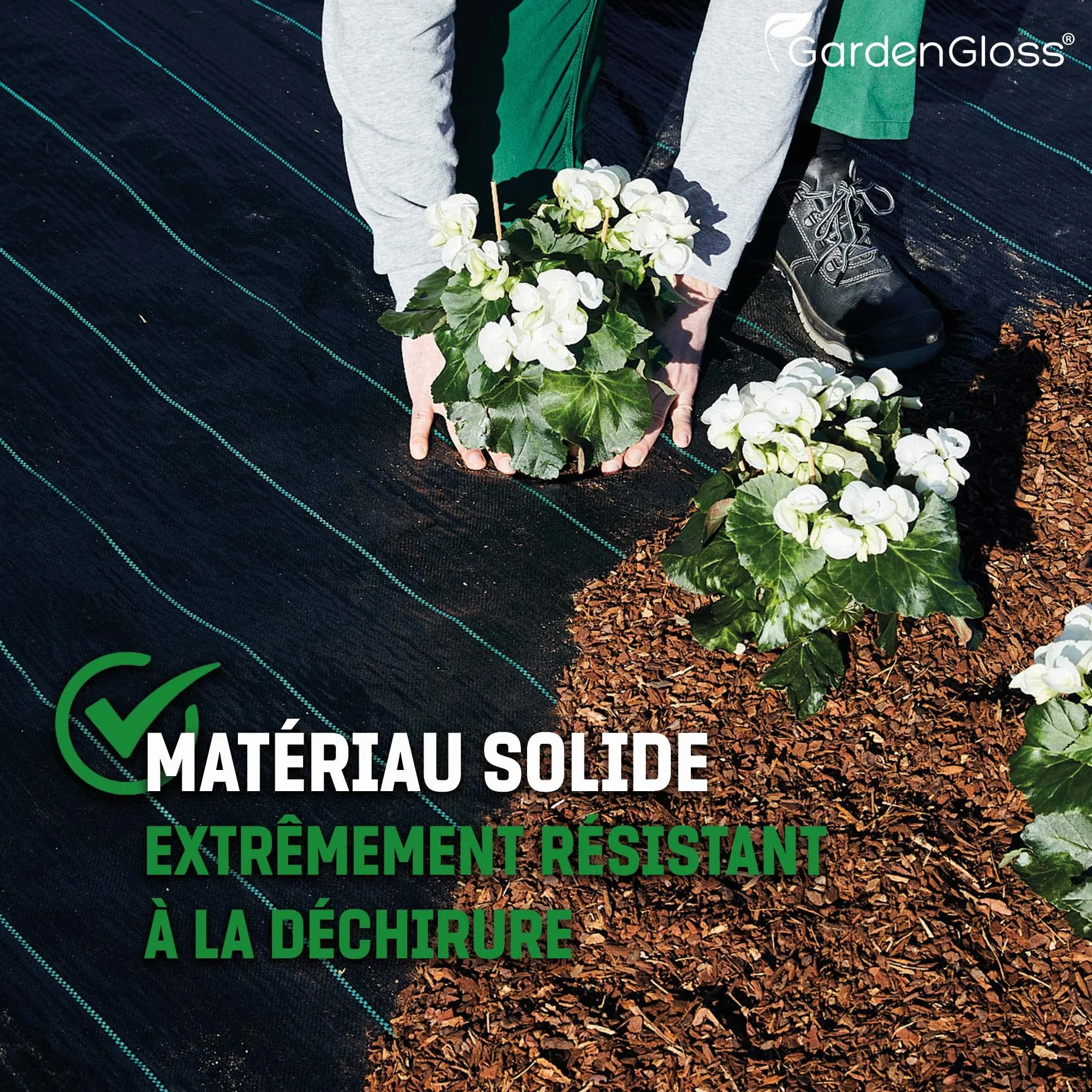 GardenGloss Toile de Paillage Anti Mauvaises Herbes 100 g/m² 50m x 1m Géotextile Indéchirable