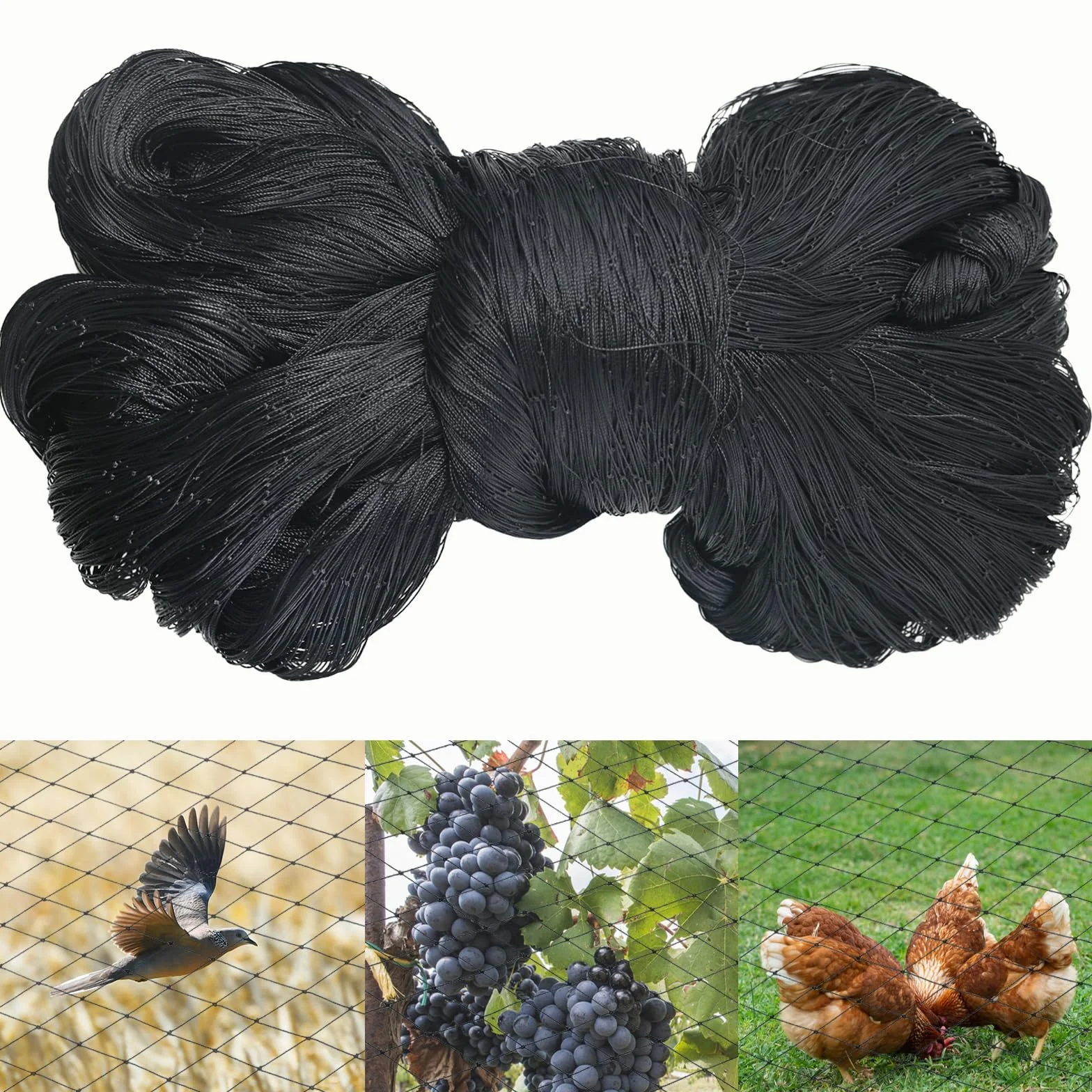 Filet Anti-Oiseaux Noir 10m x 10m - Protection Volière Poulailler Potager