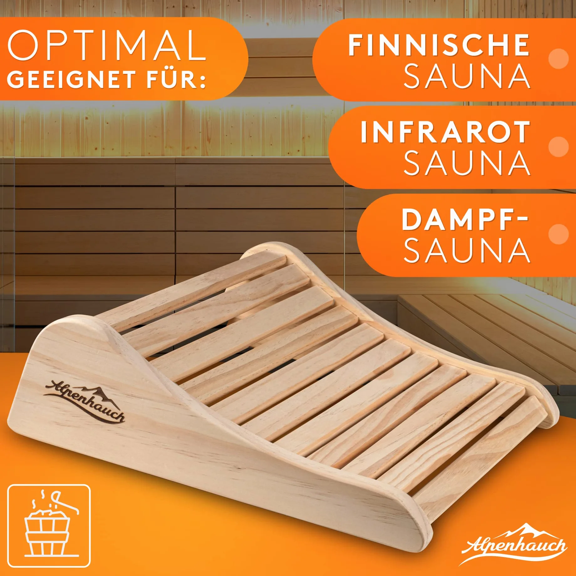 ALPENHAUCH Lot de 2 appuie-tête ergonomiques en bois pour sauna - Accessoire cabine infrarouge