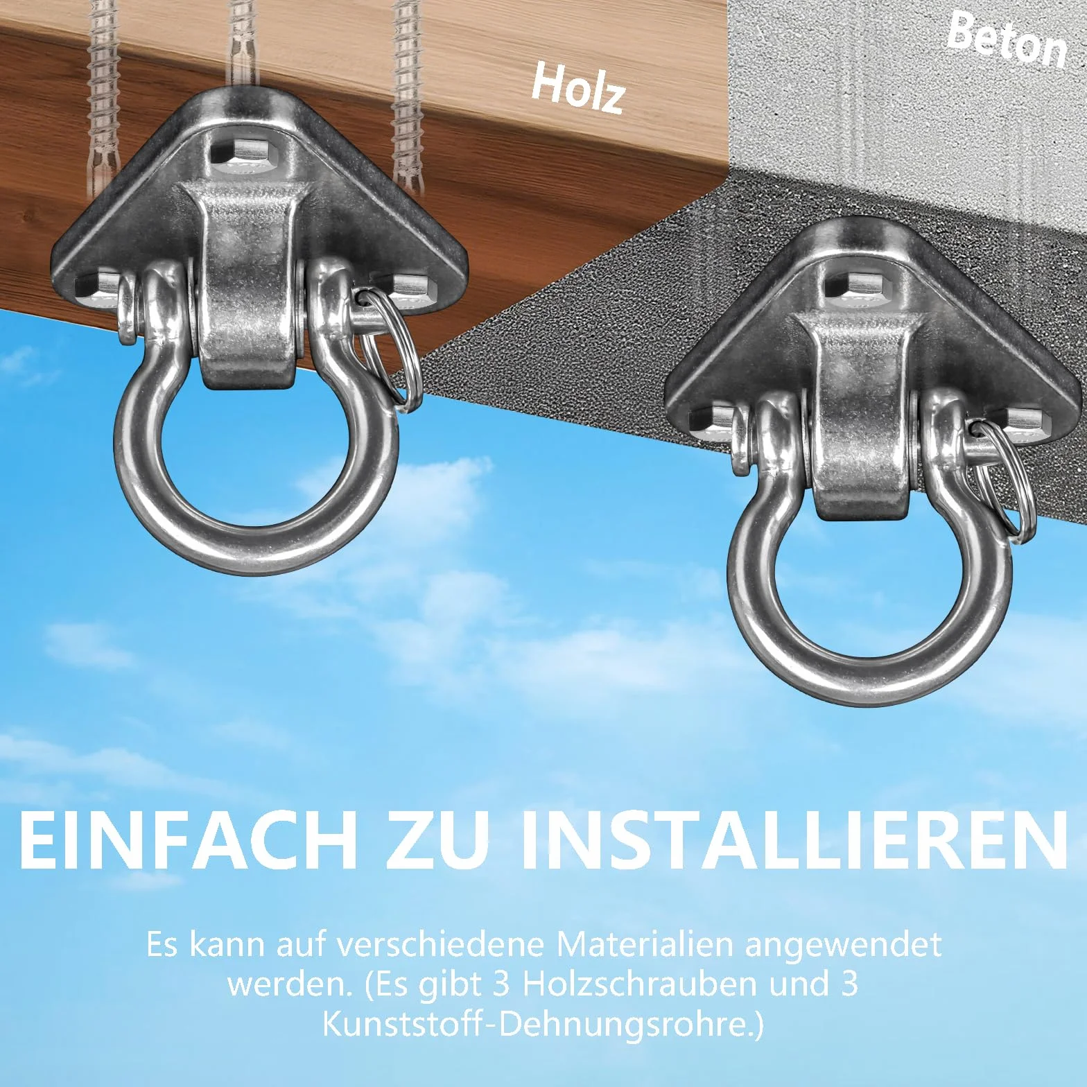 Crochet de Plafond en Acier Inoxydable pour Fauteuil Suspendu, Hamac et Balançoire
