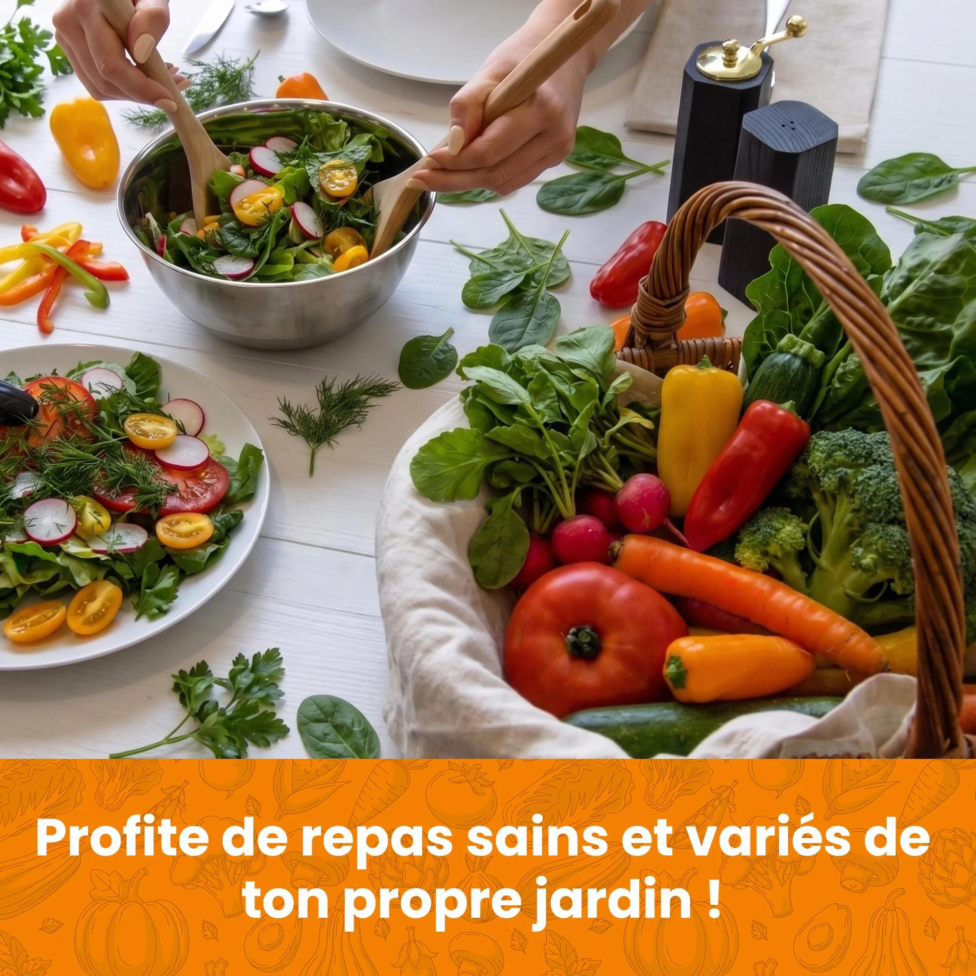 Kit de Graines de Légumes 15 Variétés – Tomate, Concombre, Carotte, Poivron, Courgette, Radis