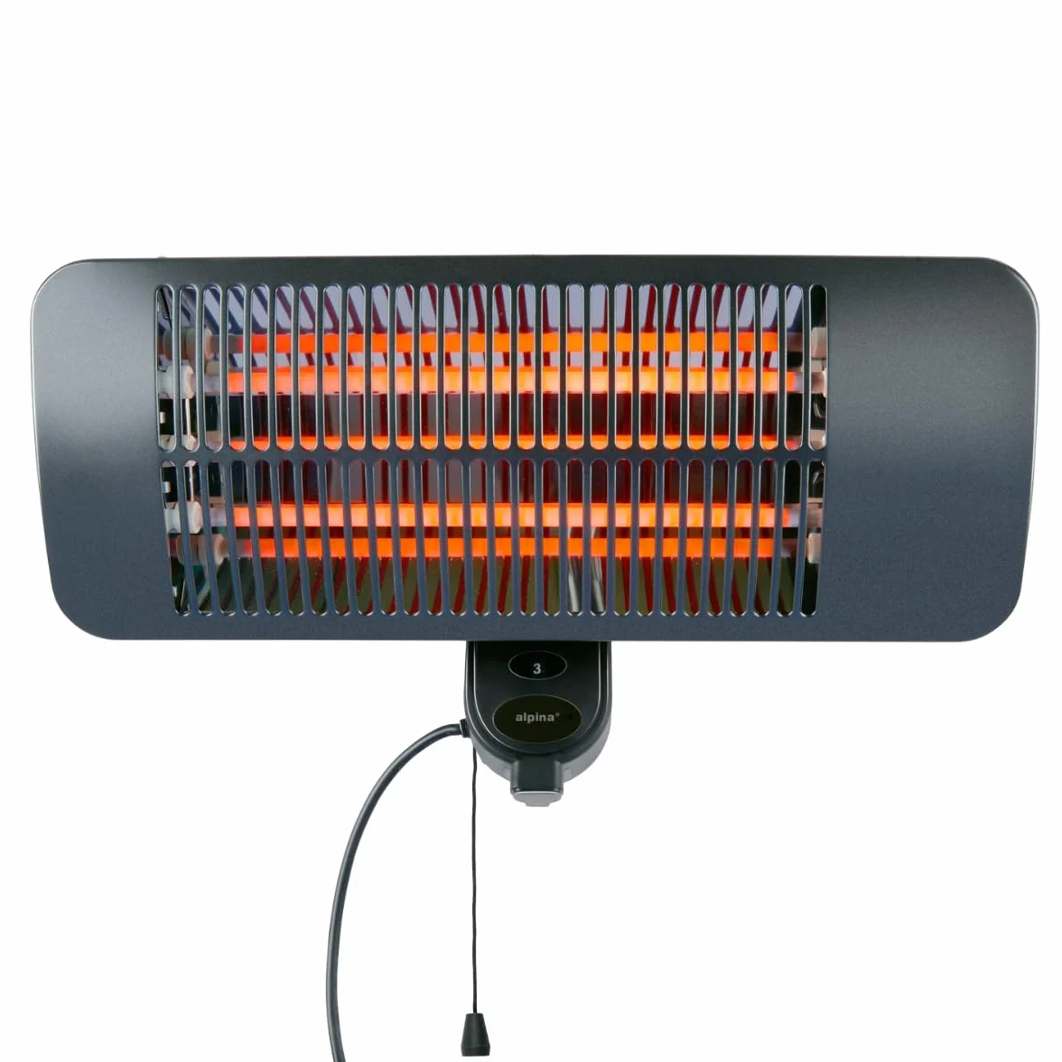 Alpina Chauffage de Terrasse Suspendu 2000W 3 Niveaux IP34 Lampe Chauffante Infrarouge