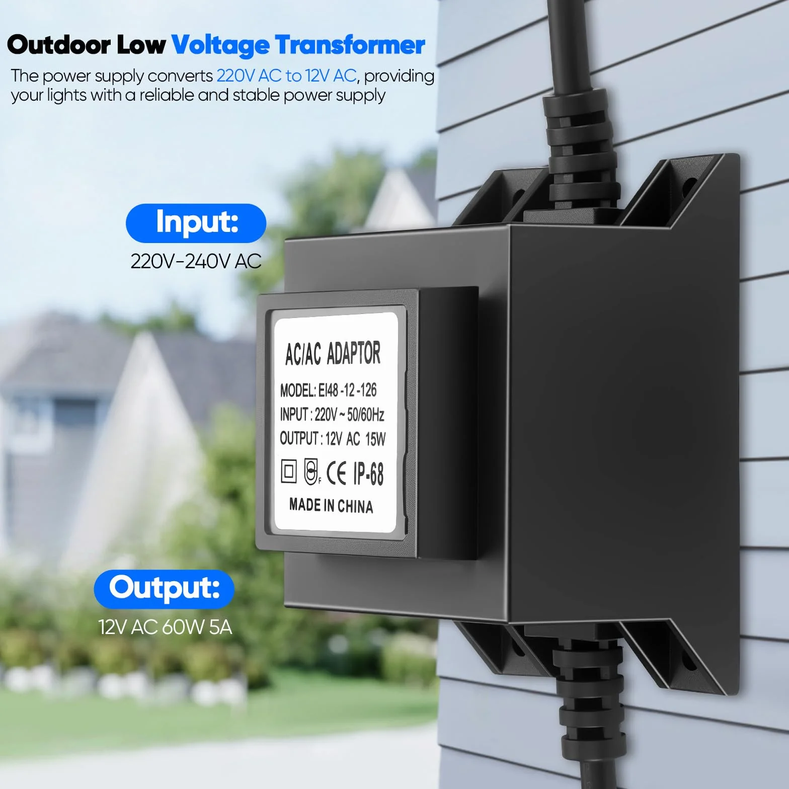 Transformateur 220V 12V AC/AC, Adaptateur LED Transfo 15W 1.25A, Alimentation Étanche IP68 pour Éclairage de Jardin, Fontaine, et Piscine