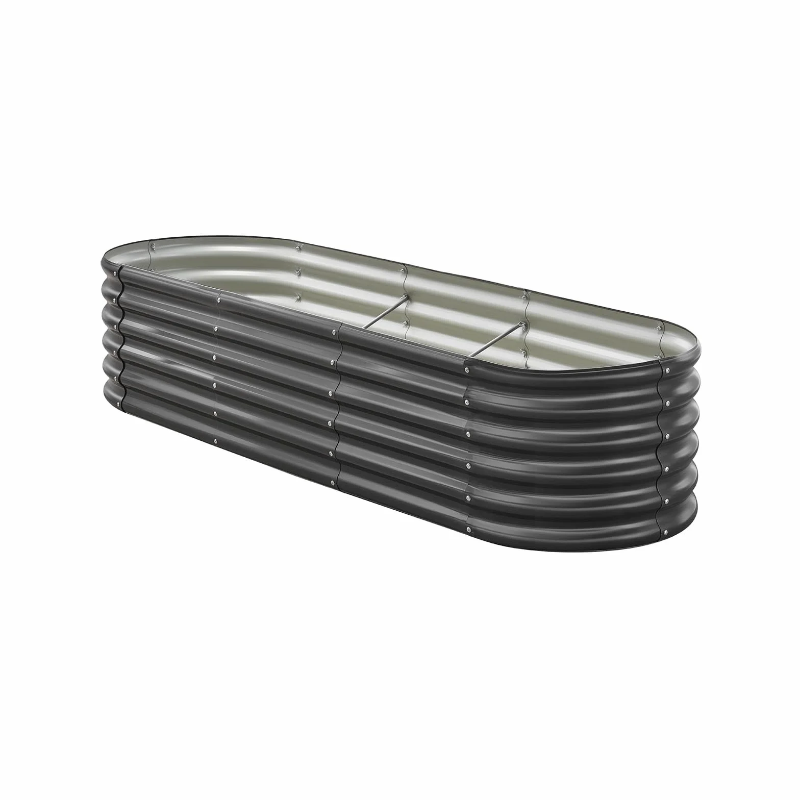 VEVOR Potager Surélevé Métal 200x60x42 cm Carré Galvalume Lit de Jardin Ovale Bac de Jardinage Fond Ouvert Gris Foncé