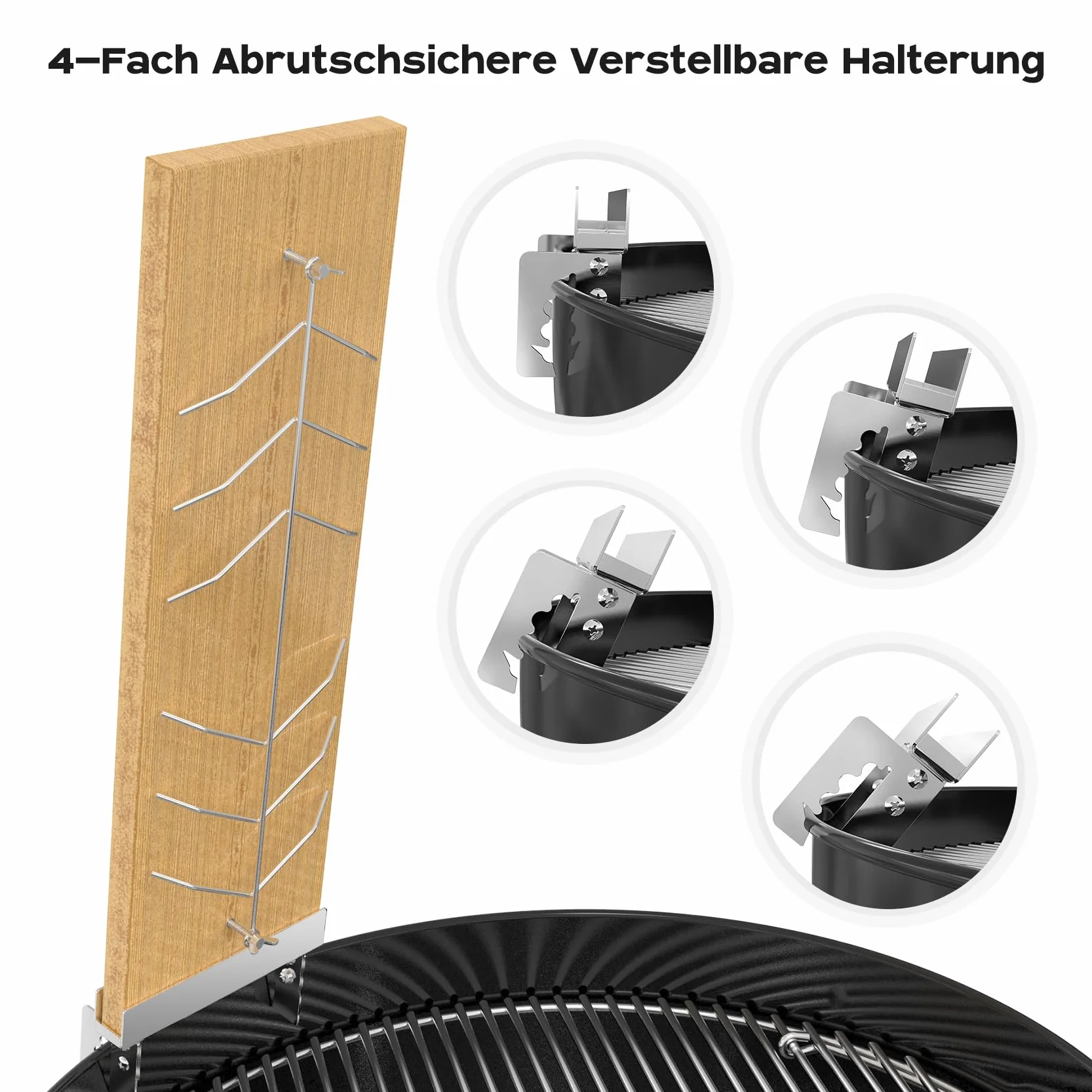 onlyfire Planche à Griller Saumon en Bois avec Support Réglable Acier Inoxydable pour Barbecue Extérieur, Double Face