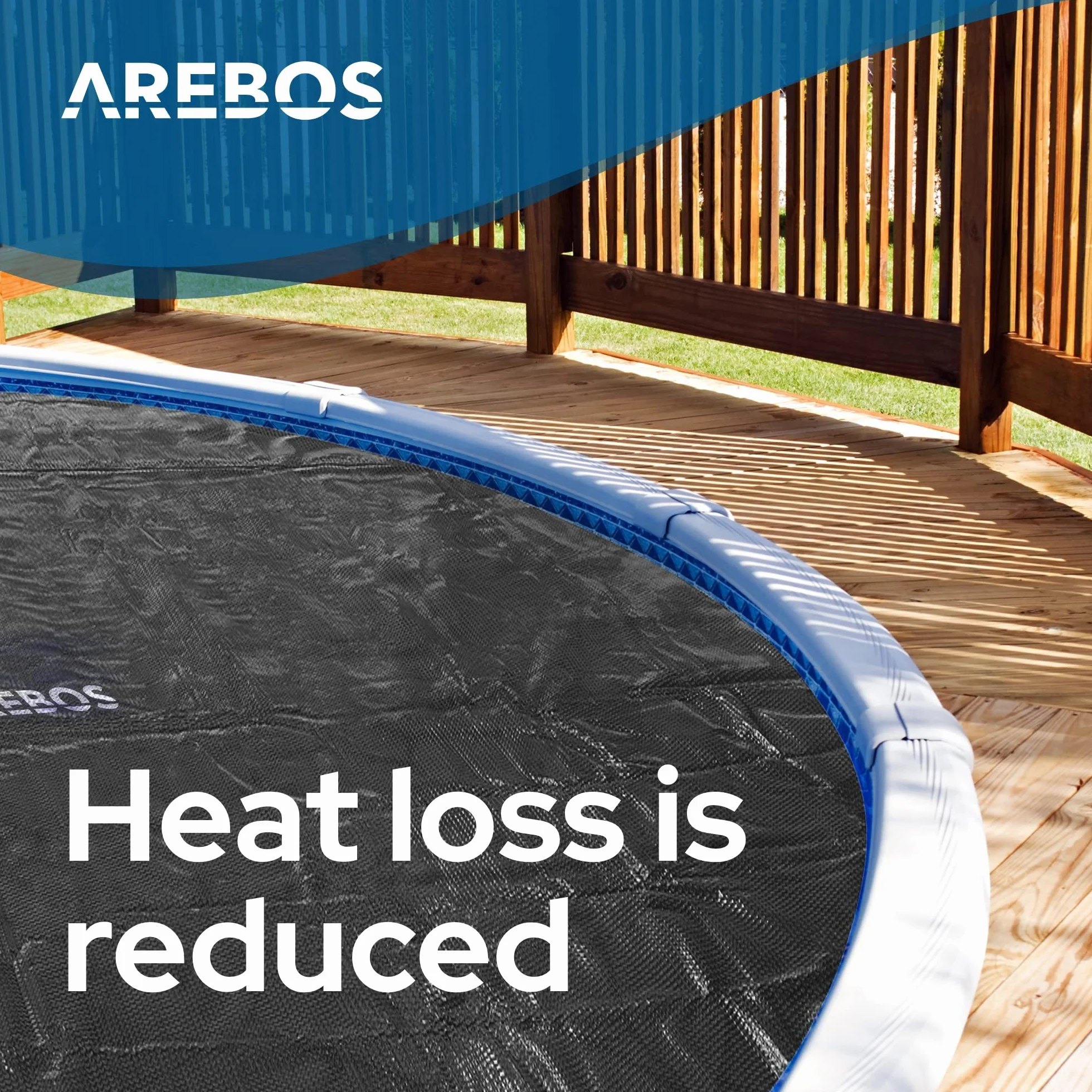 Arebos Bâche Solaire de Piscine Ronde Ø 4,57 m Noir 120 µm Chauffage Eau