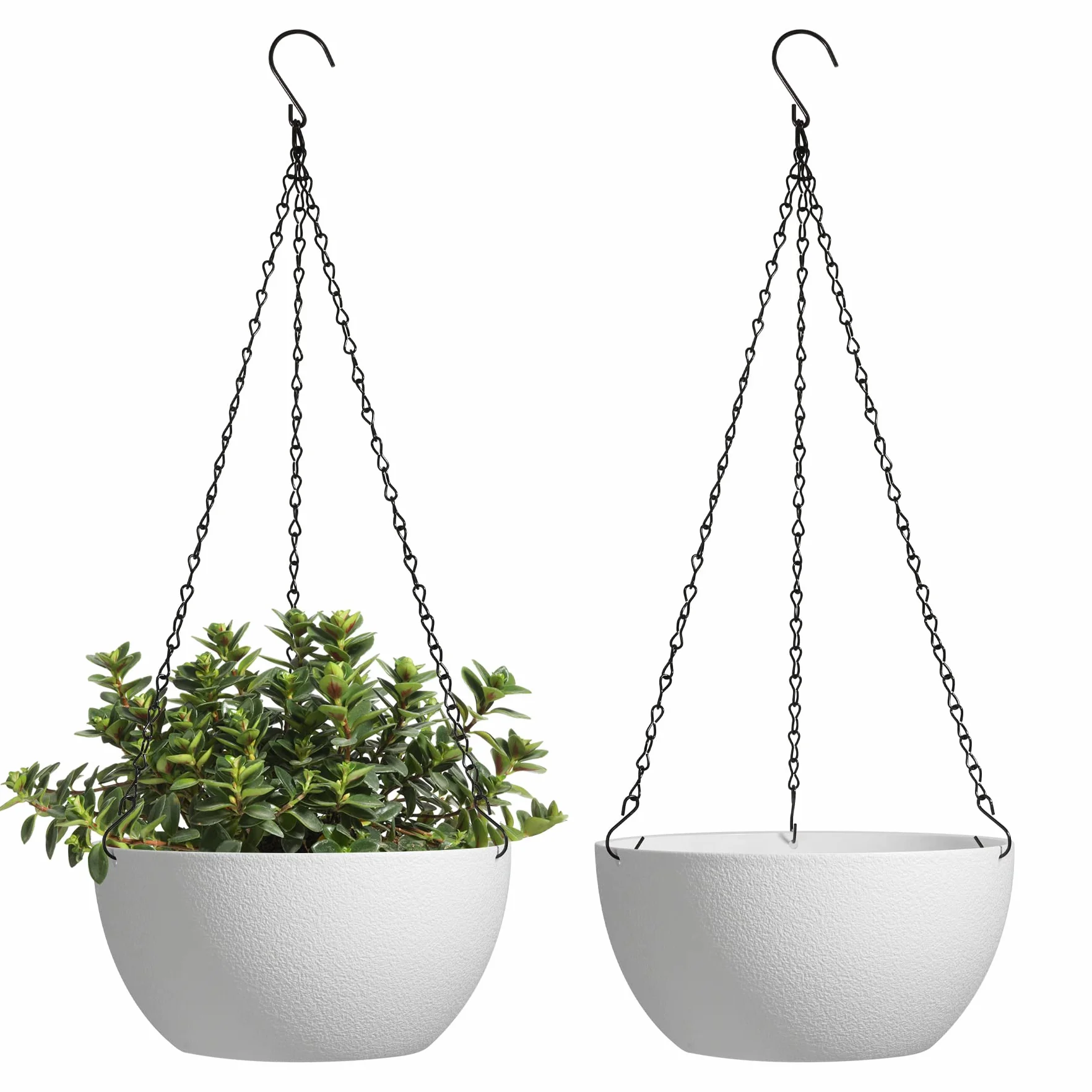Pots Fleurs Suspendus 25 cm Lot de 2 Blancs avec Chaîne Amovible