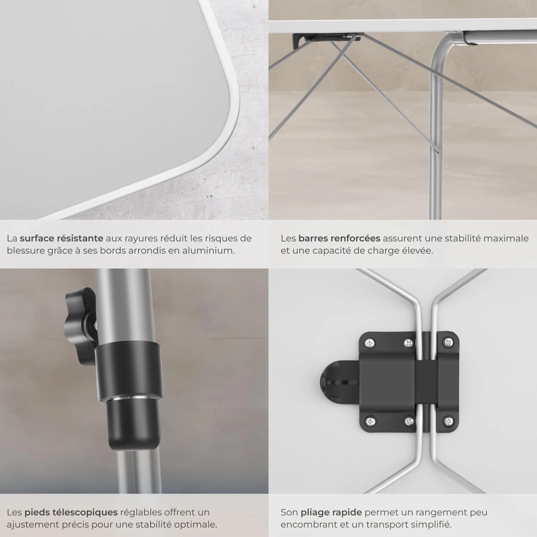 Tectake Table Pliante de Pique Nique 80 x 60 x 68 cm Aluminium Camping Exterieur Légère Compacte