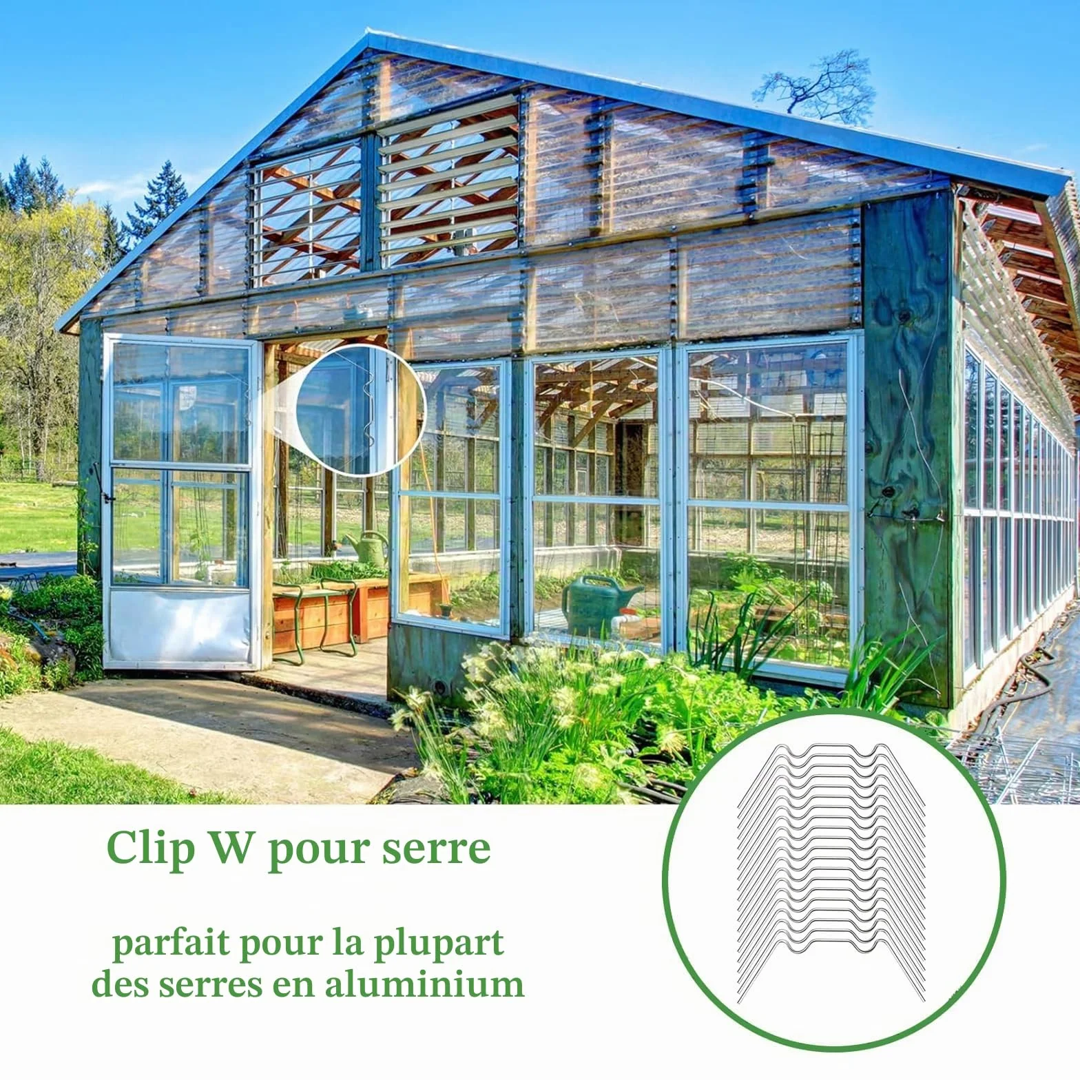 W Clips Serre Jardin Verre Polycarbonate Kit Réparation Résistantes Tempêtes Installation Fixe Plaques