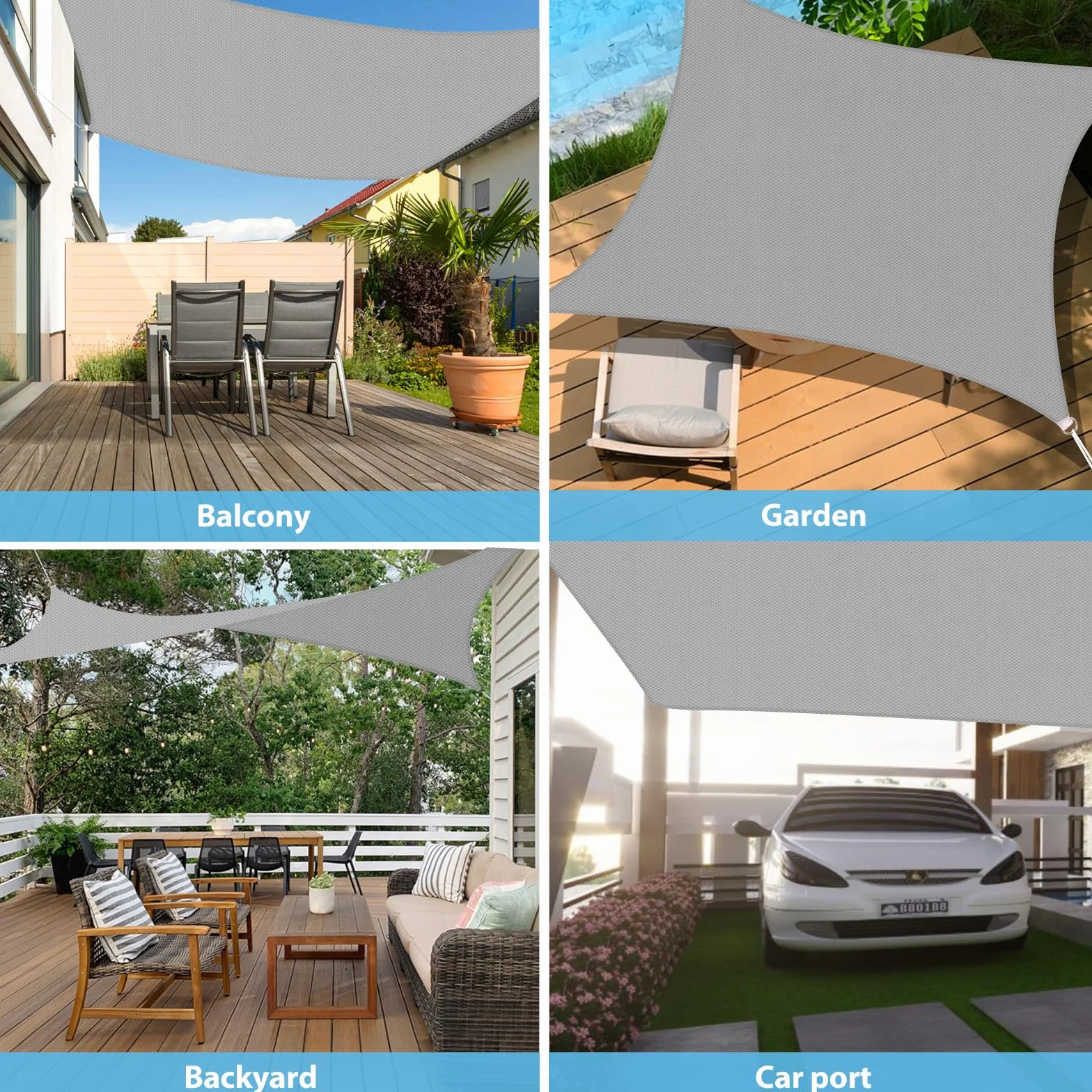 Voile d'ombrage Rectangulaire 4x5m Imperméable Protection UV 99% Toile Ombrage Extérieur