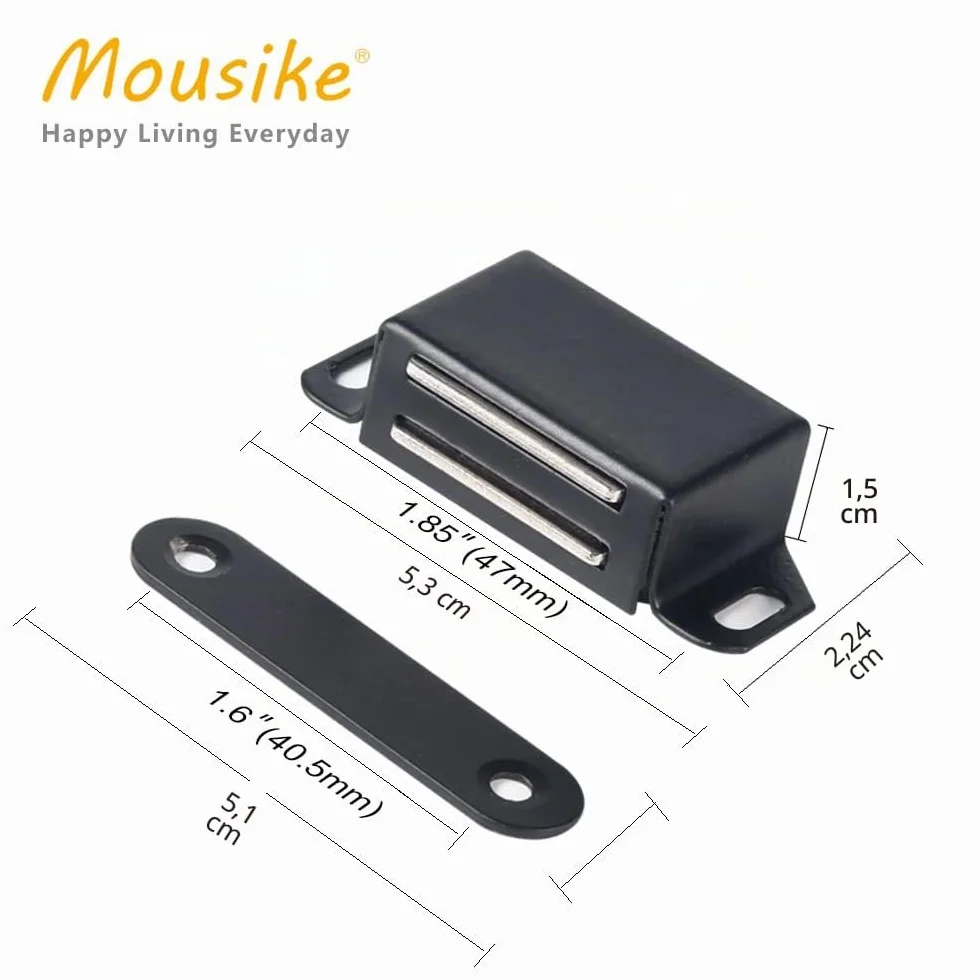 Mousike Aimants d'armoire 15KG Loquet de porte magnétique en acier inoxydable pour armoire de cuisine Loquet de tiroir de porte d'armoire (Paquet de 4)
