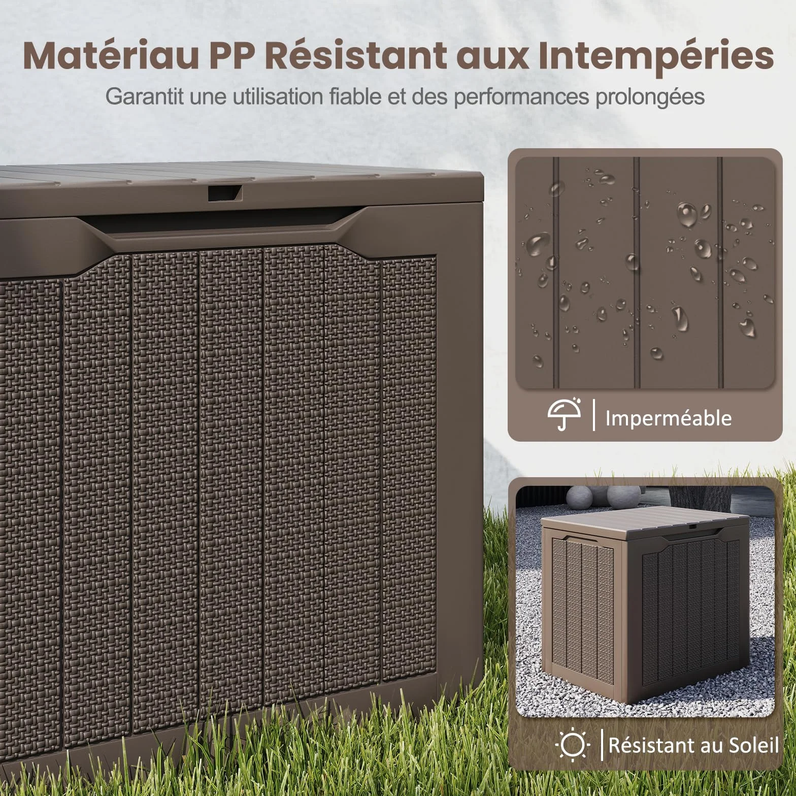 GOPLUS Coffre de Jardin Exterieur Etanche 106L HDPE Verrouillable Charge 150KG