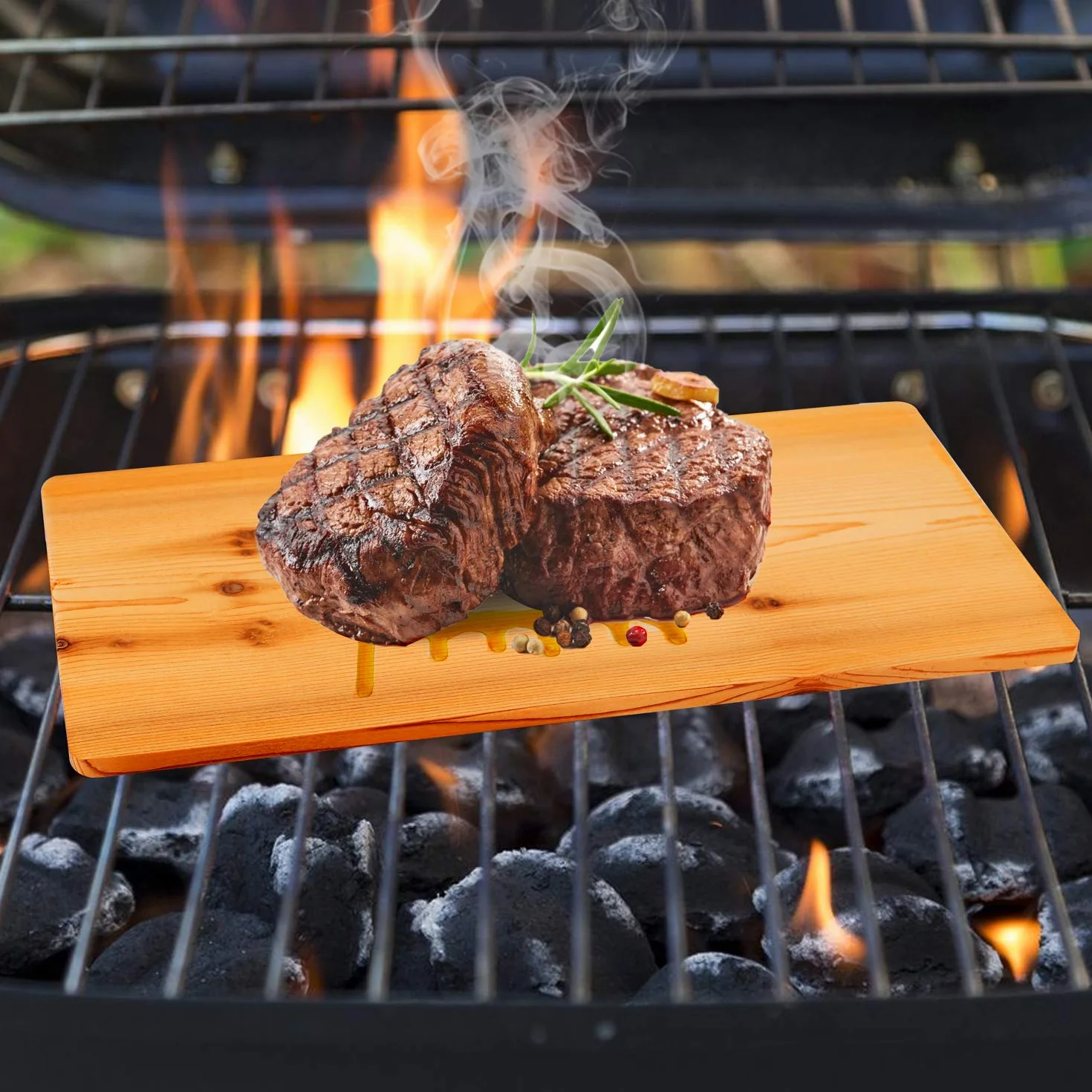 Planches en Bois de cèdre TRUSTTO pour Barbecue Lot de 2 Naturel