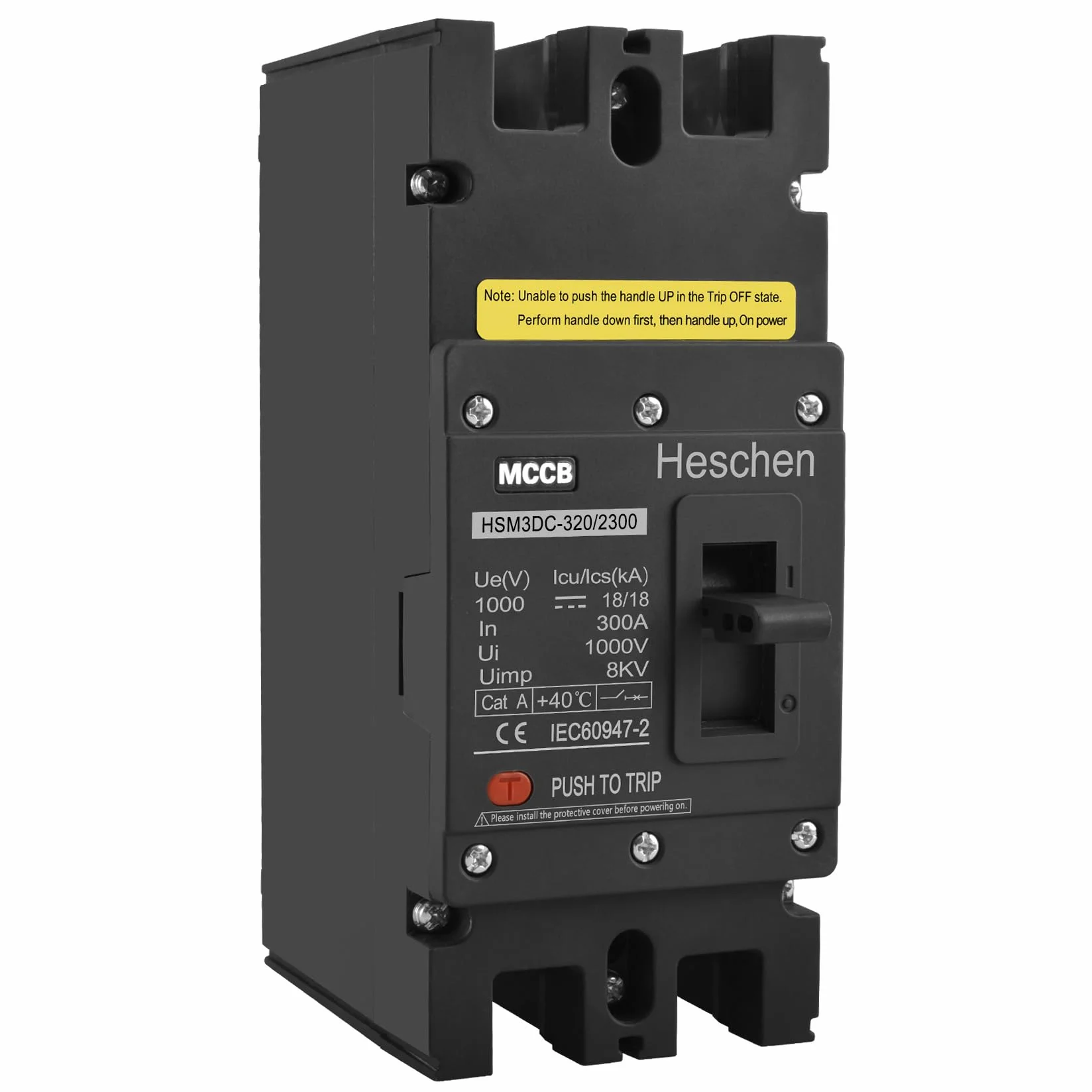Heschen MCCB HSM3DC-320 Disjoncteur 2 pôles DC1000V 300A Disjoncteur photovoltaïque pour système solaire PV Système de réseau