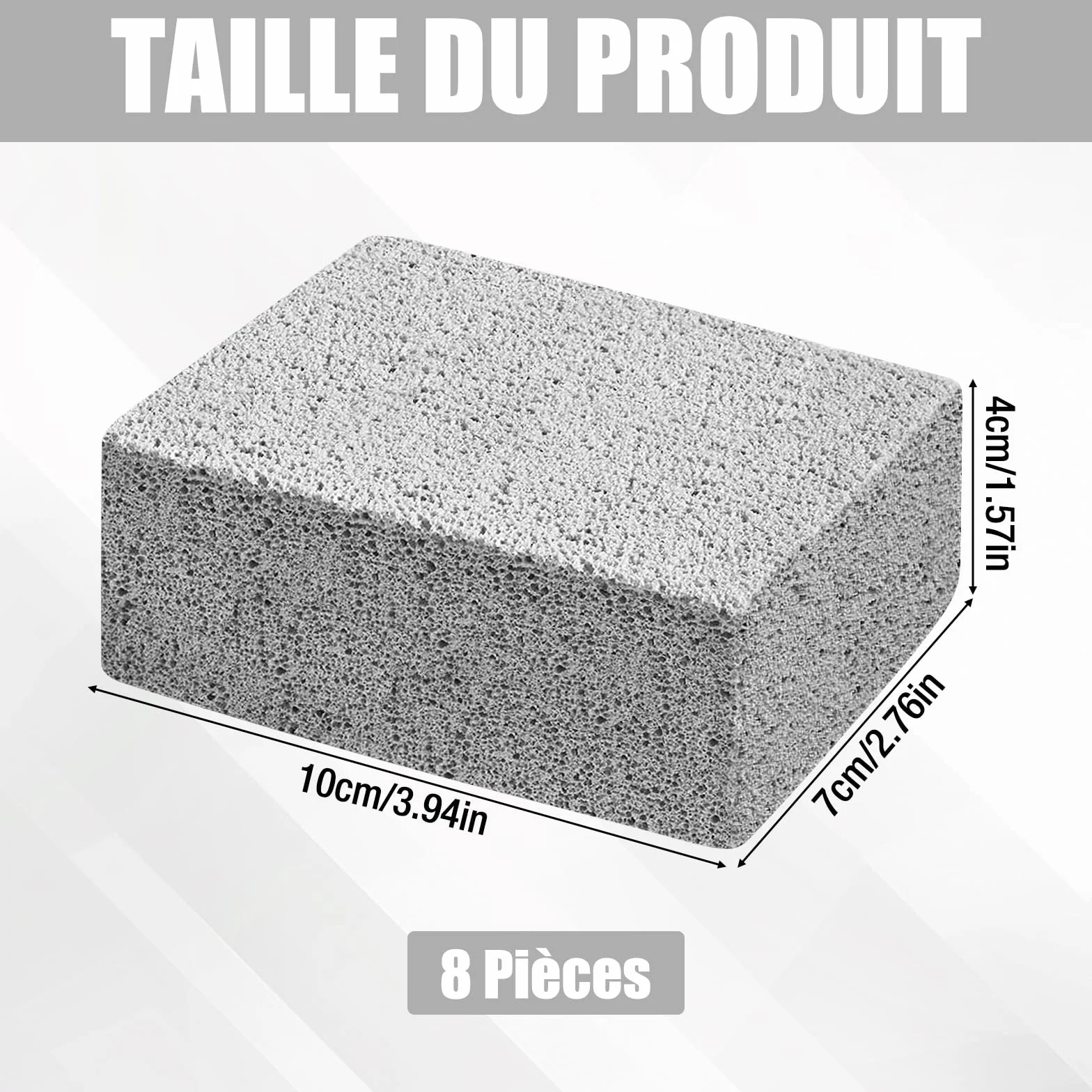 Pierres Nettoyage Grille Barbecue 8 Pcs, Pierre Abrasive Crepiere 10x7x4 cm, Réutilisable pour Grill, Poêles et Carreaux