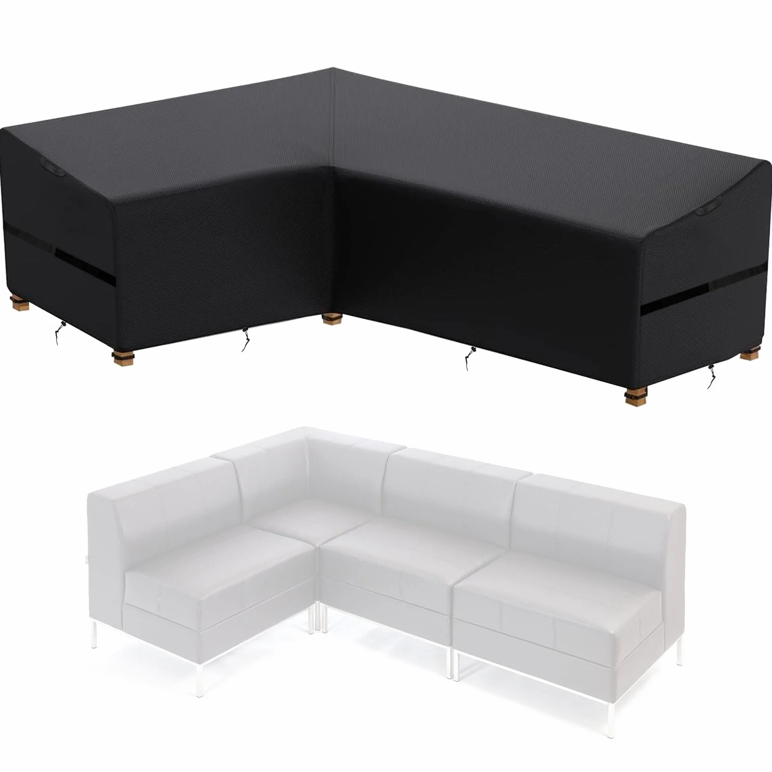 Housse de Protection pour Meubles de Jardin en Forme de L Imperméable 420D (210x270x60cm, Noir)