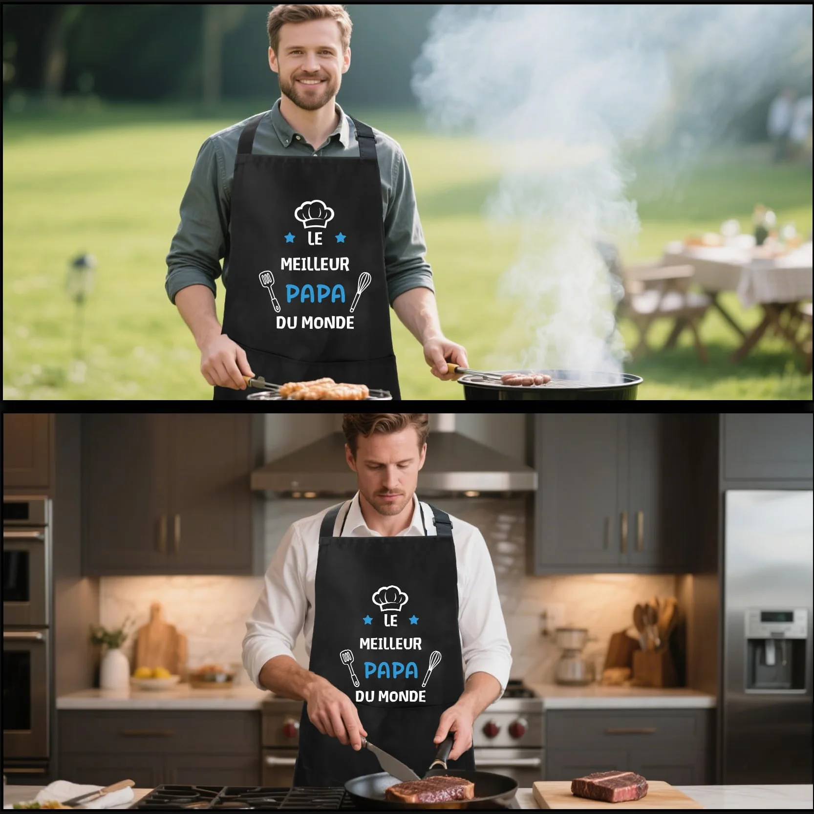 Tablier Cuisine Homme Barbecue Cadeau Papa Anniversaire Fete des Peres Noel Saint Valentin