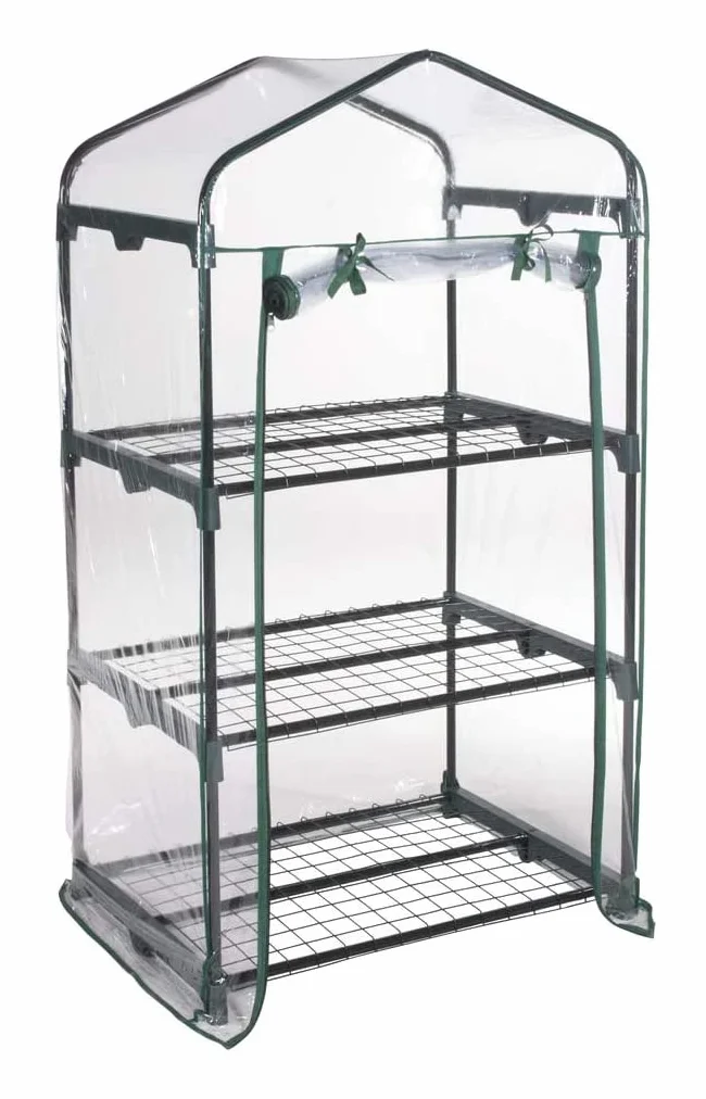 Serre de jardin PVC imperméable 3 étagères 69x49x125 H cm pour balcon potager plantes fleurs