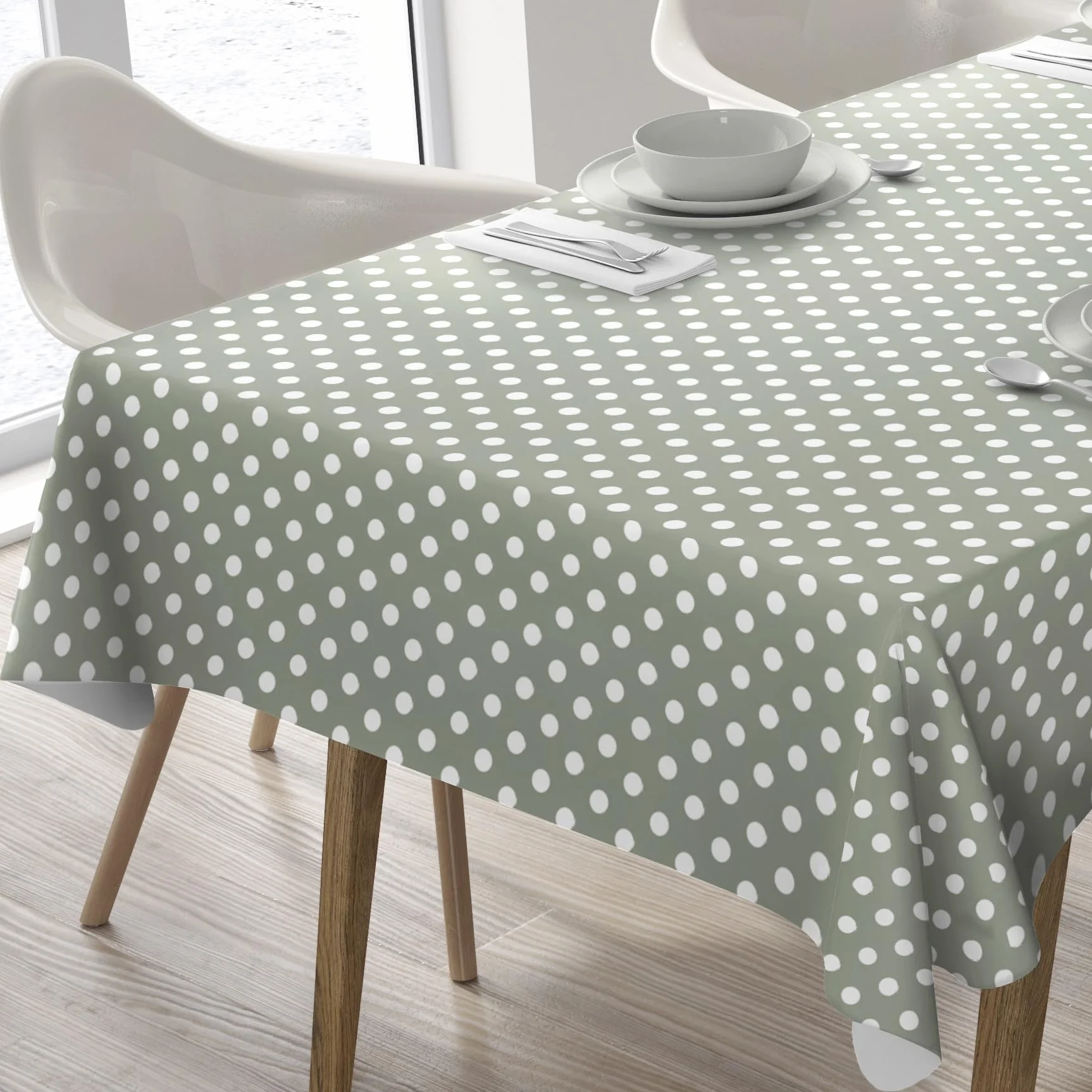 Nappe en Toile cirée PVC Facile à Nettoyer Protection Table à Pois 100 x 140 cm Vert Sauge