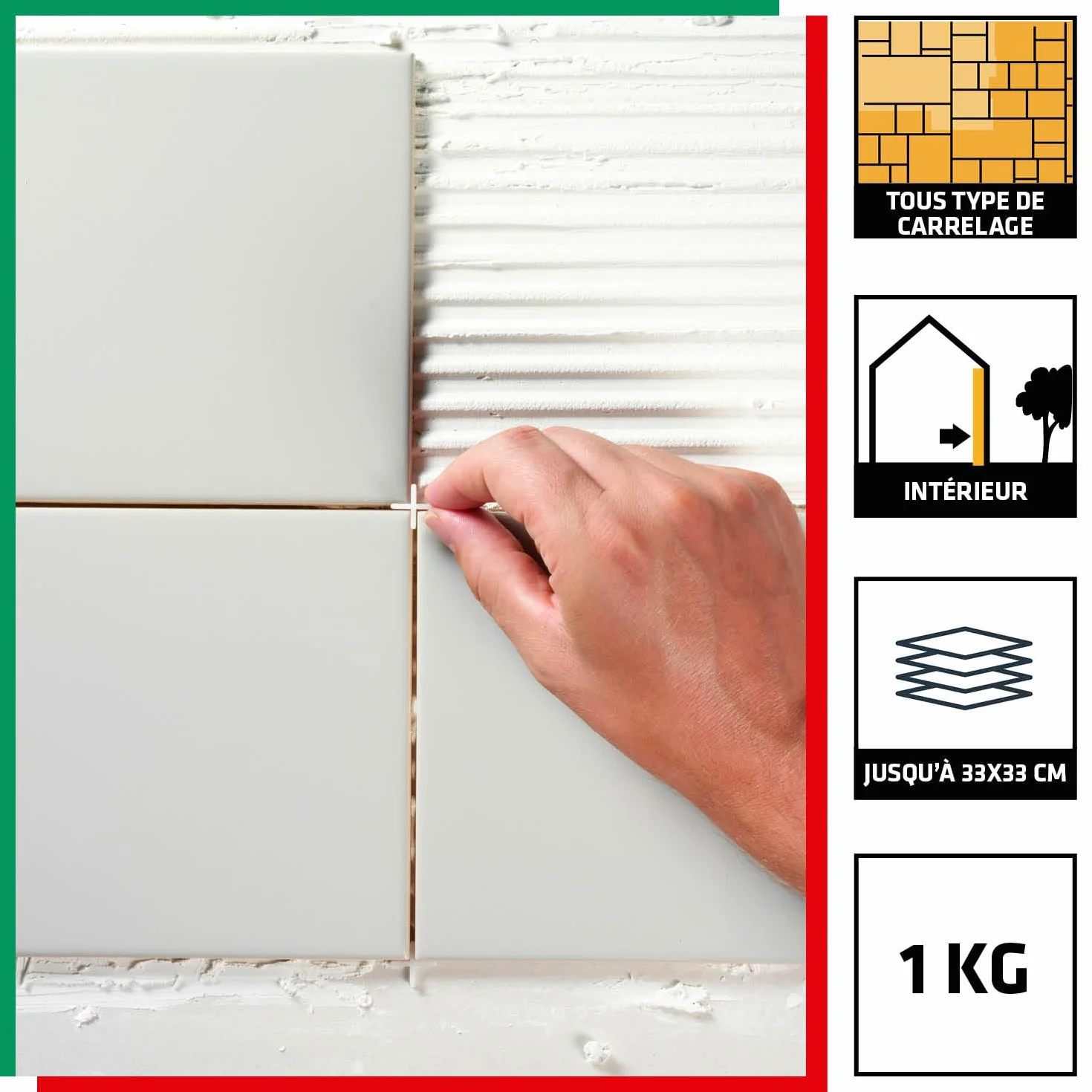Parexlanko, Salle de bains et cuisine, Colle carrelage en pâte pour mur intérieur spécial pièces humides, 1kg